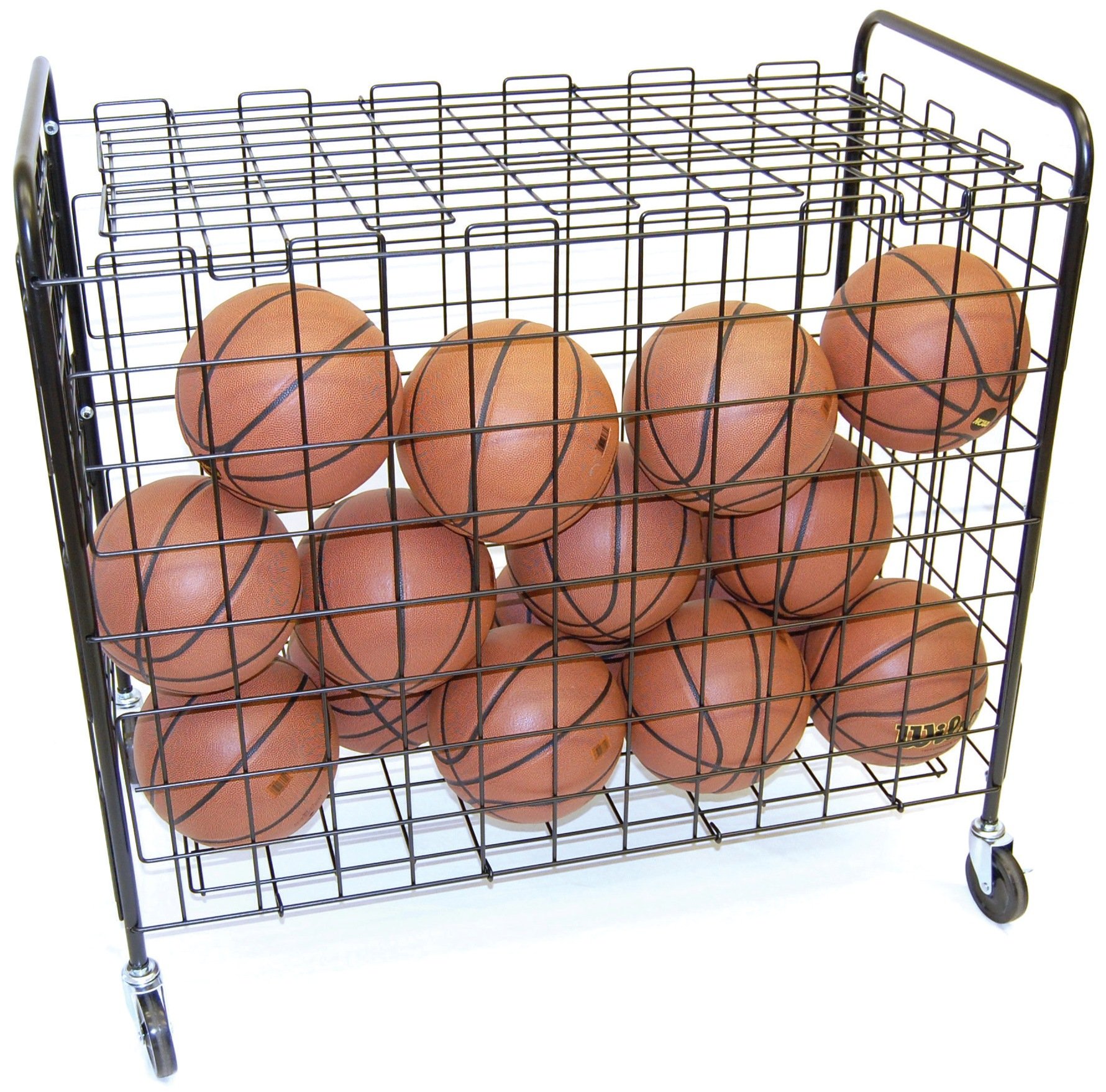 Trigon Sports Lockable Rolling Ball Storage Cart - Heavy Duty Basketball Organizer Bin for Indoor & Outdoor Use - Gym, School, Club Equipment Holder - Perfect for Sports Equipment Storage & Organization