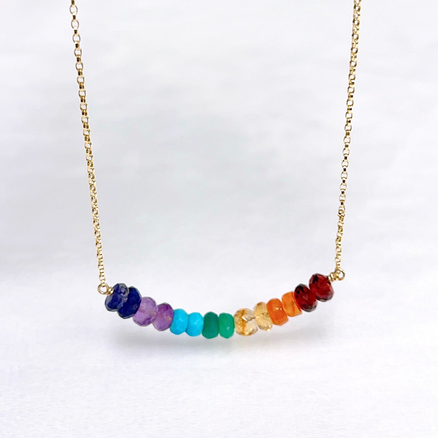 TEHINA Chakra Gemstone Necklace (N408) - Healing Crystal Pendant for Meditation, Yoga & Spiritual Balance