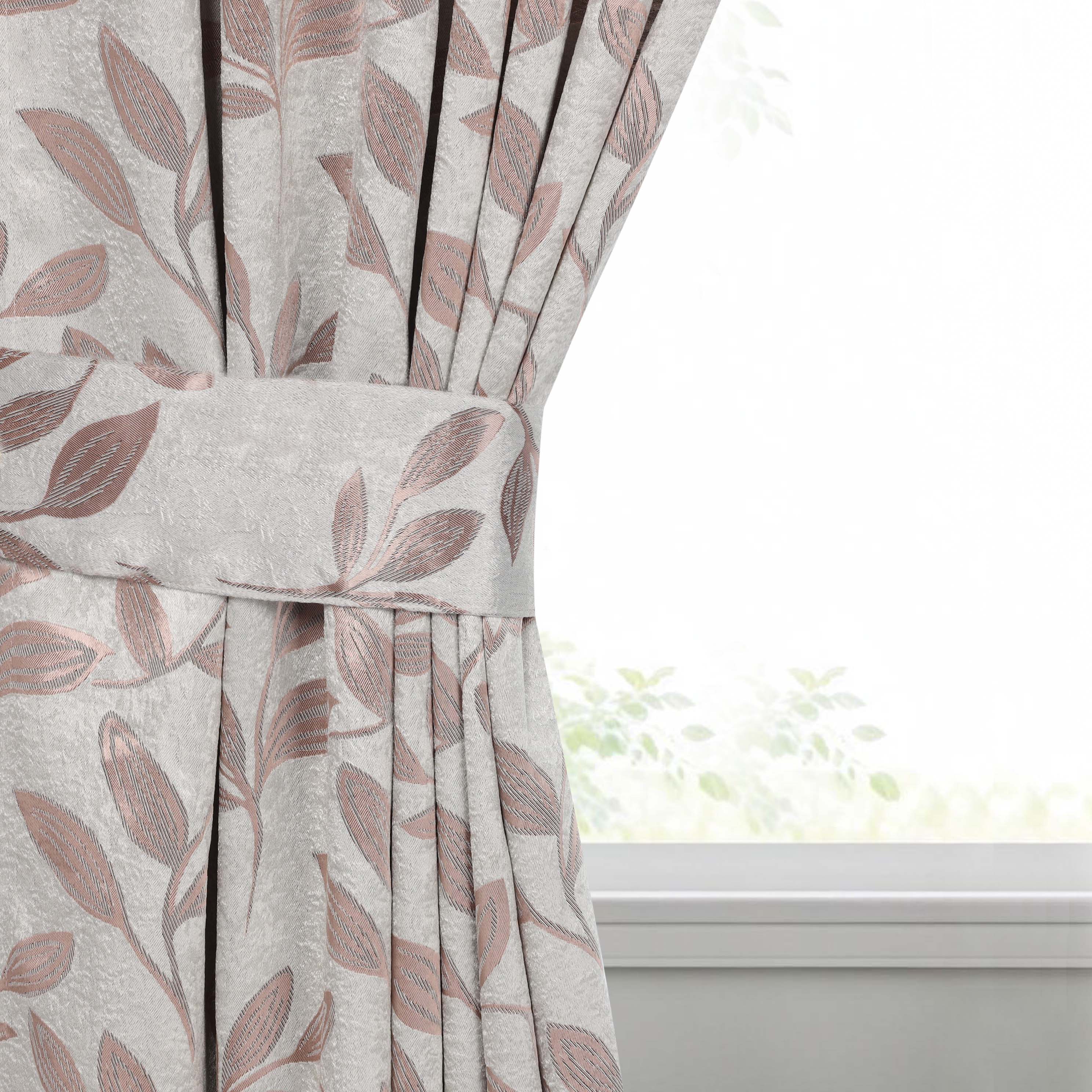 Blackout Curtains for Bedroom - Set of 2 Panels, 100% Room Darkening Thermal Insulated Drapes with Leaves Pattern - Perfect for Nursery, Home Theater & Light Sleepers