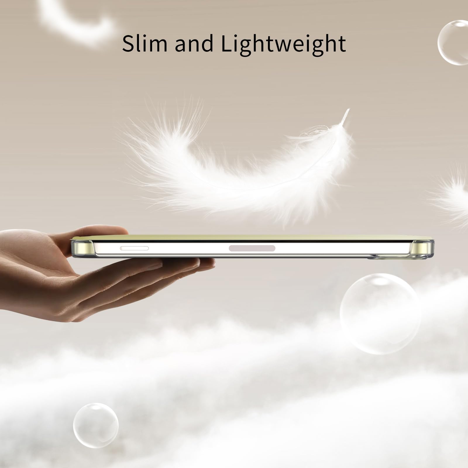 MoKo iPad Mini 7 (A17 Pro) & iPad Mini 6 Case - Slim Lightweight Protective Hard Back Cover with Auto Wake/Sleep & Touch ID Support - 8.3 Inch Stand Case in Champagne Gold - Perfect for Work, Travel & Everyday Use