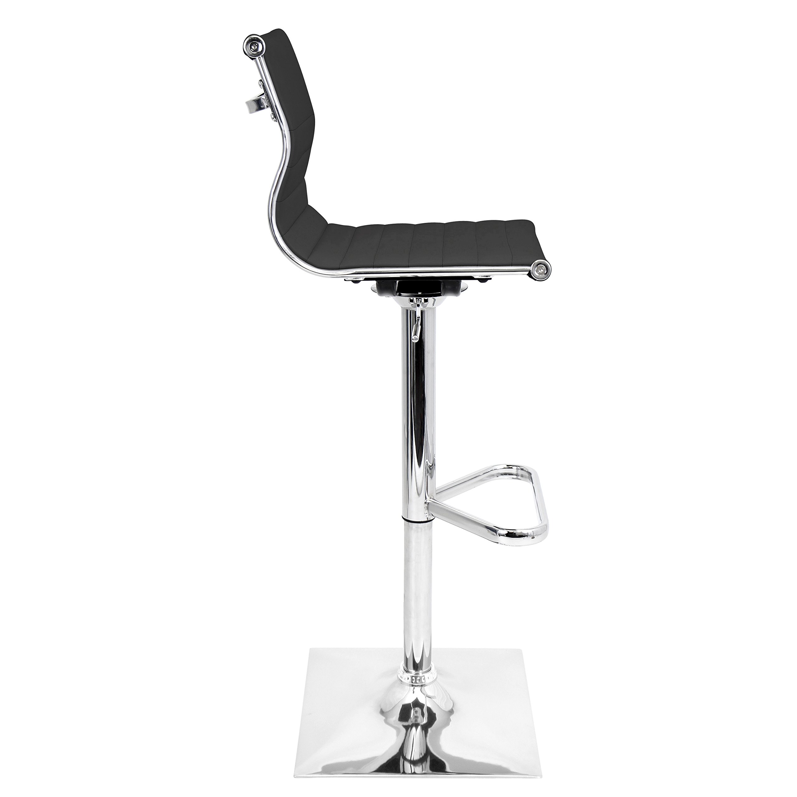 LumiSource Masters Adjustable Bar Stool - Chrome Swivel Bar Chair with Height Adjustment for Kitchen Island, Home Bar & Dining Counter - Modern & Comfortable Seating