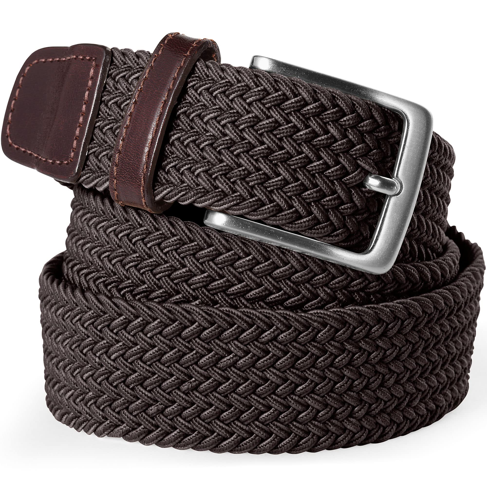 Lands' End Men's Elastic Braid Belt - Adjustable Stretch Waistband for Comfortable Fit - Perfect for Business Casual, Office Wear & Everyday Use