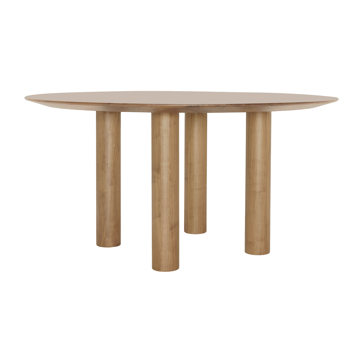 Round Oak Dining Table 60 Inch - Solid Wood Farmhouse Kitchen Table for Dining Room, Breakfast Nook & Outdoor Patio