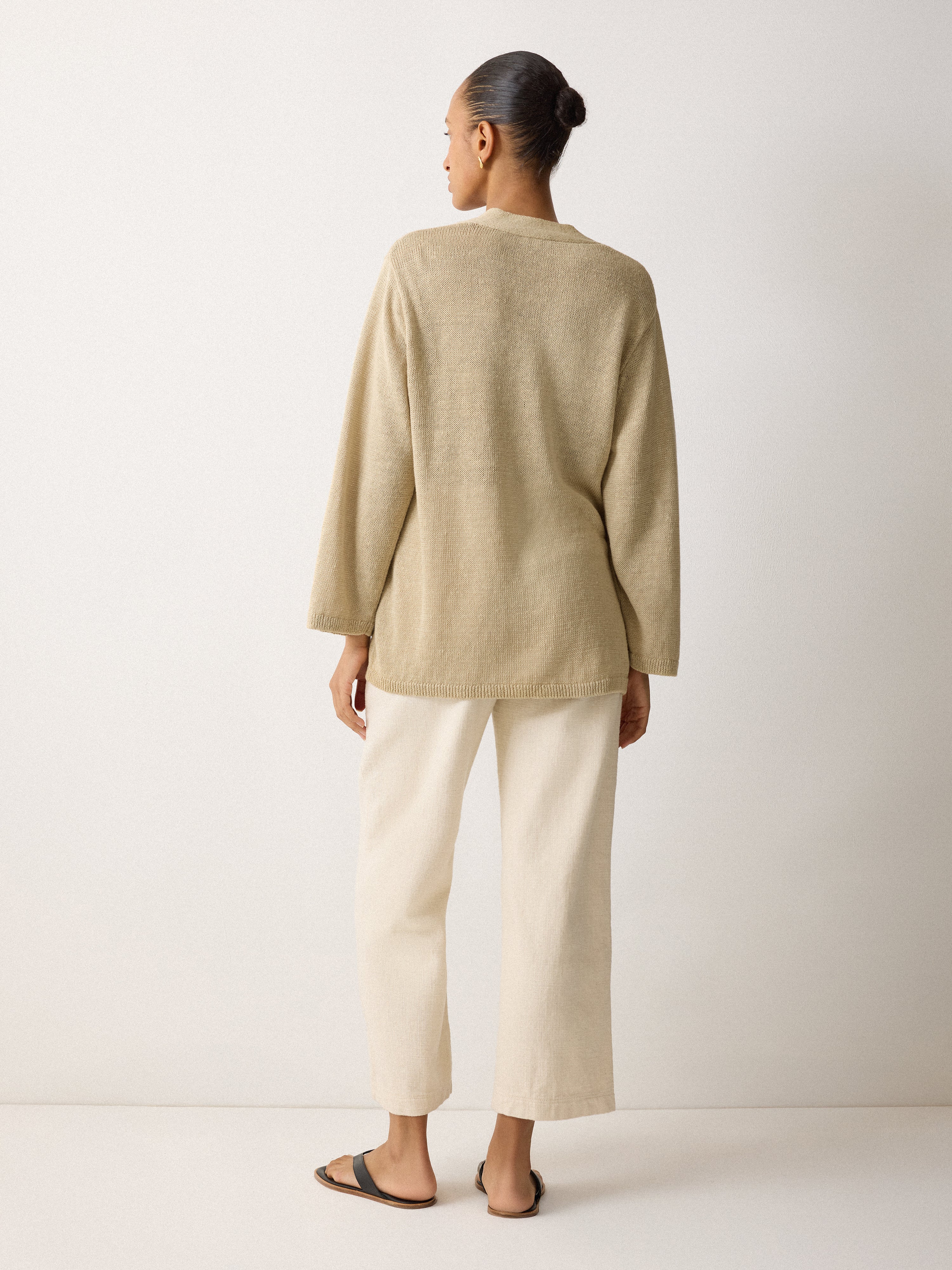 Linen V-Neck Slouchy Jumper for Women - Soft & Breathable Summer Pullover in Sand Color | Perfect for Beach Outings, Casual Wear & Boho Style