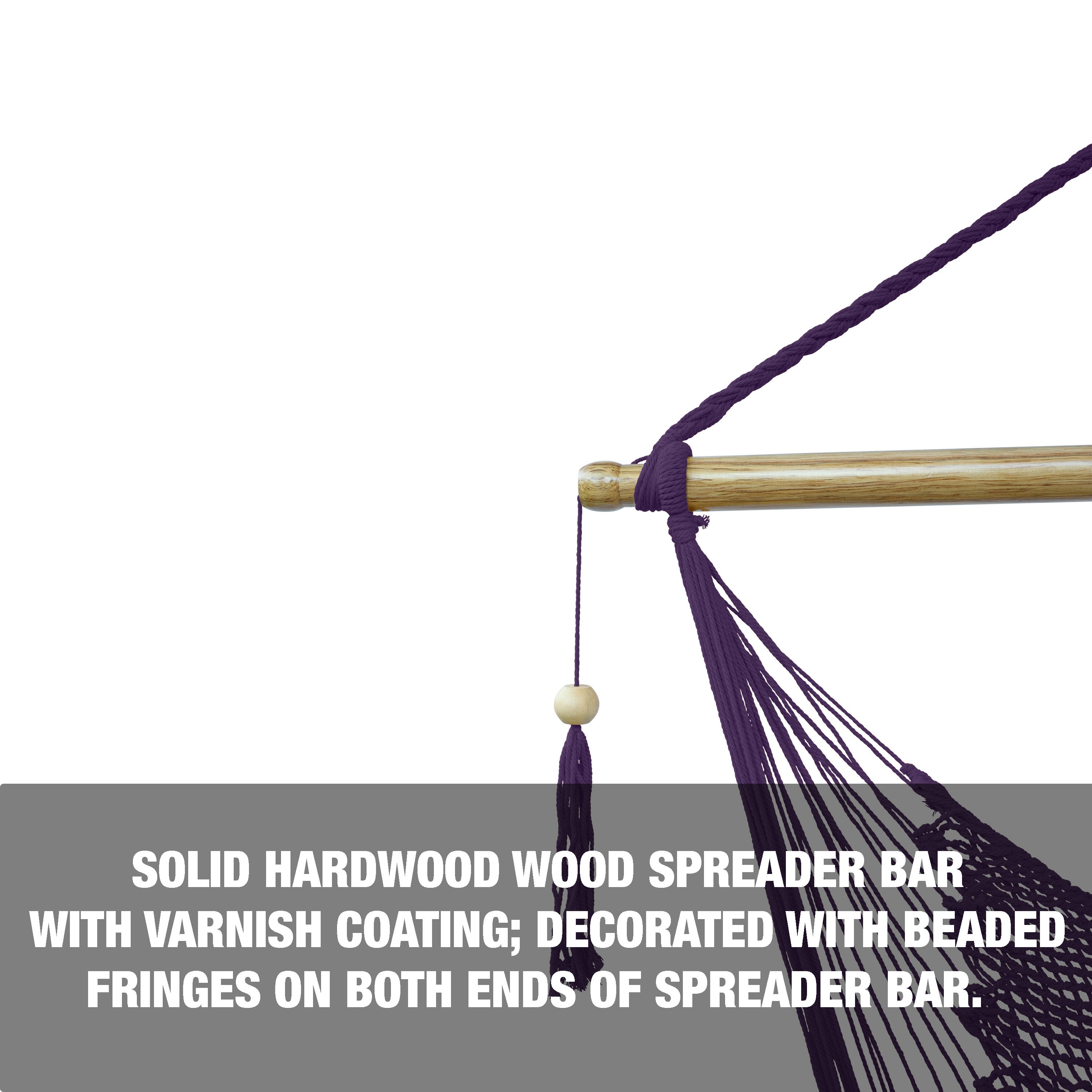 Bliss Hammocks BHC 412PR Island Rope Hammock Chair with Spreader Bar & Hanging Hardware - 40 Inch Wide, 265 lb Weight Capacity (Purple) - Perfect for Porch, Patio, Backyard & Indoor Relaxation