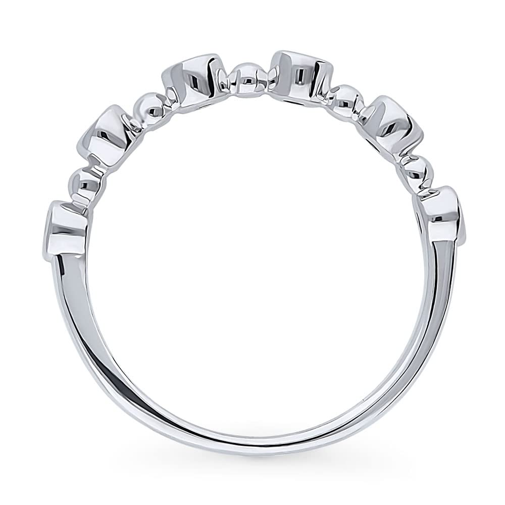 Sterling Silver Cubic Zirconia Bubble Wedding Ring for Women - Round Cut CZ Bezel Set Half Eternity Band, Rhodium Plated Size 4-10 - Perfect for Anniversary, Engagement & Everyday Elegant Jewelry