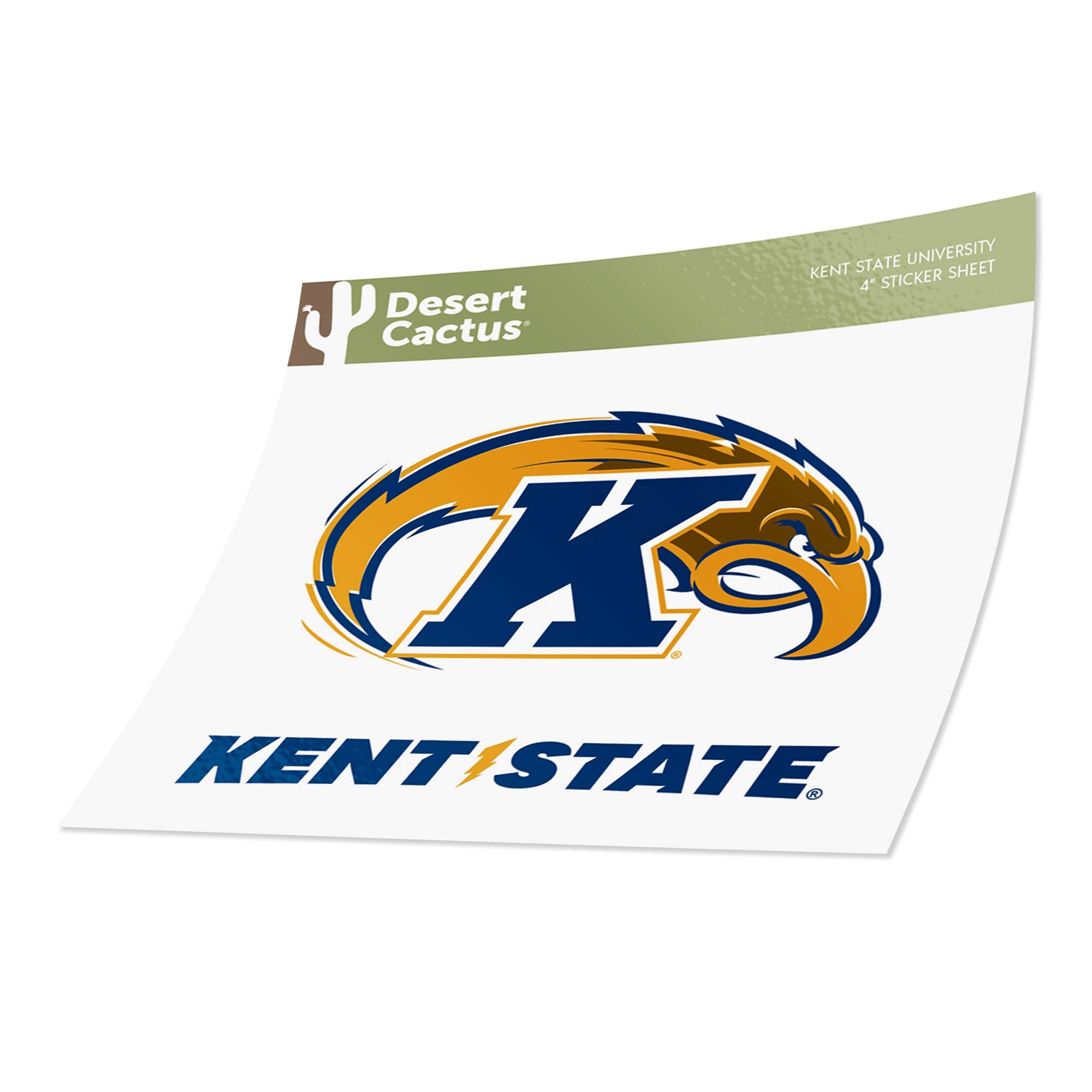 Kent State University Golden Flashes Desert Cactus Vinyl Decal Sticker Set (4 Inch, 8.98x6.93 Sheet) - Perfect for Laptop, Water Bottle, Car, Scrapbook & College Dorm Decor