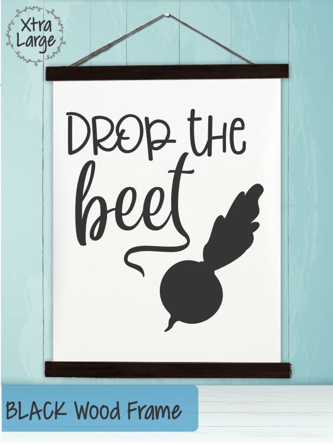 Drop The Beet Hanging Canvas Art - Black 23x30 Inch Kitchen Wall Decor - Ready to Hang Scroll Art Prints for Farmhouse & Modern Kitchens - Perfect for Dining Room & Home Decoration