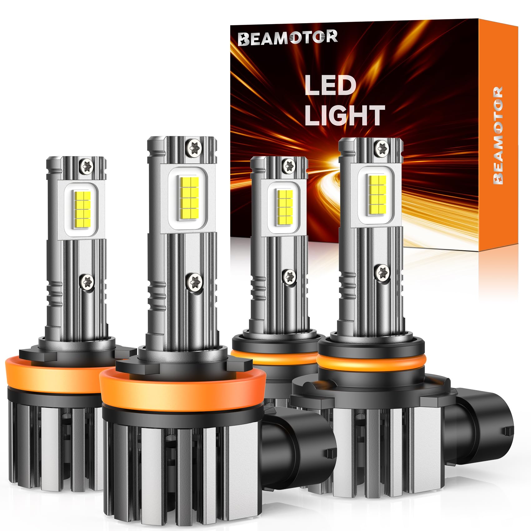 H11 9005 LED Bulbs - H8 H9 HB3 Fog Light - 600% Super Bright 6000K White - 1:1 Halogen Size - Plug and Play - Quick Installation - Pack of 4 - Perfect for Night Driving, Off-Roading & Foggy Conditions