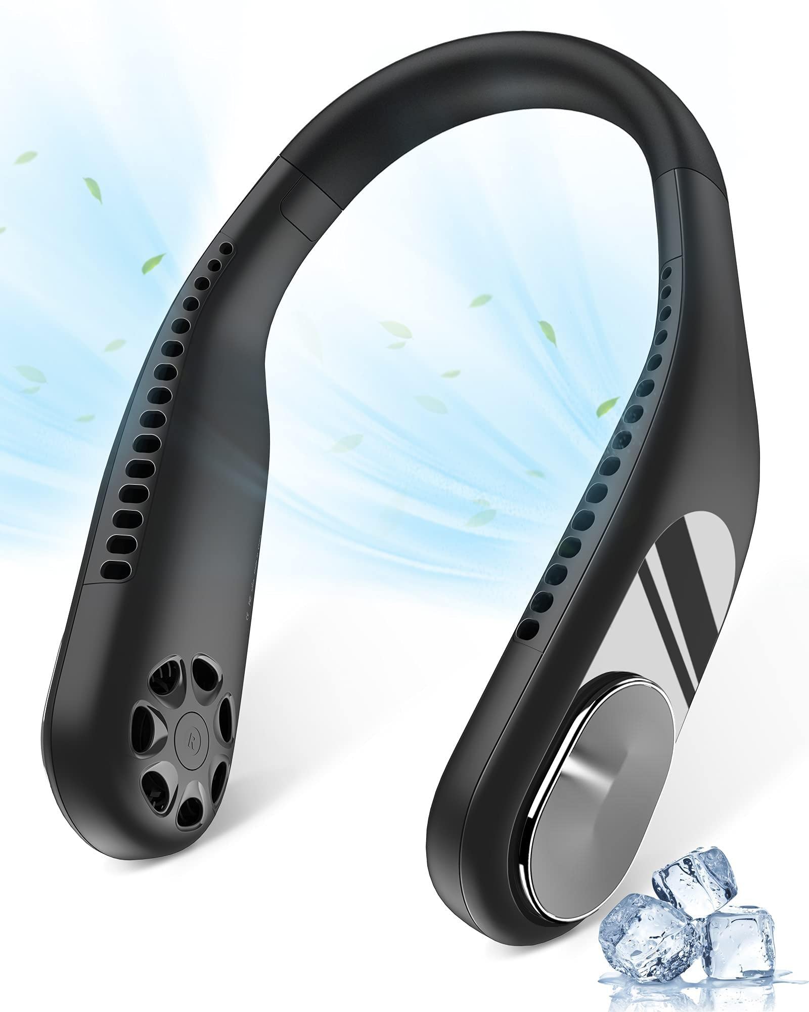 Rechargeable Necklace Fan - Portable Hands-Free Neck Fan with Adjustable Lanyard - 3 Speed Settings & Vertical Airflow - USB Charging - Perfect for Outdoor Activities, Travel, and Office Use