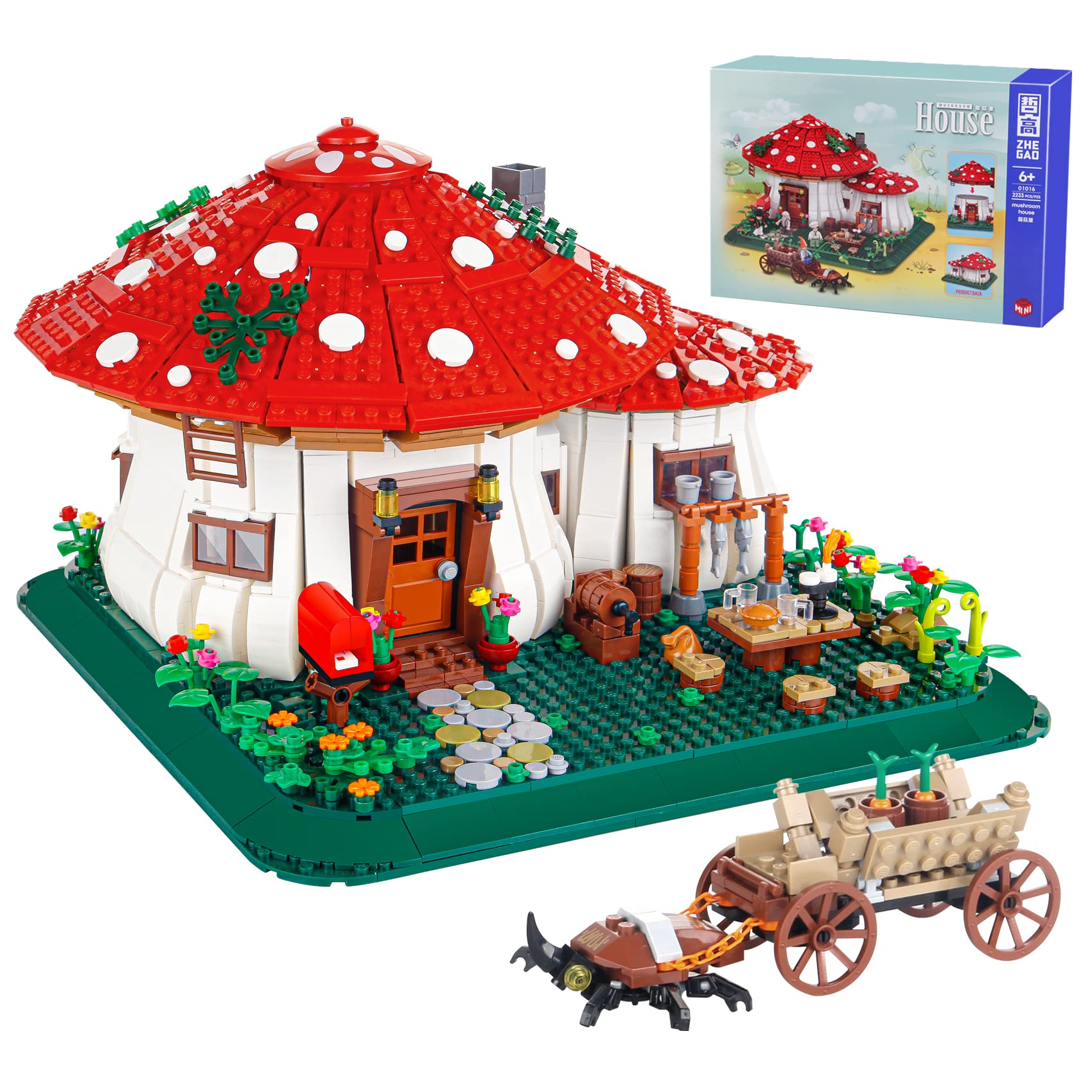 2233PCS Mushroom House Building Blocks Set - Creative Treehouse Construction Toy for Kids & Adults Ages 6+ | Perfect Gift for Boys & Girls | STEM Educational Play for Indoor Family Activities & Birthday Presents