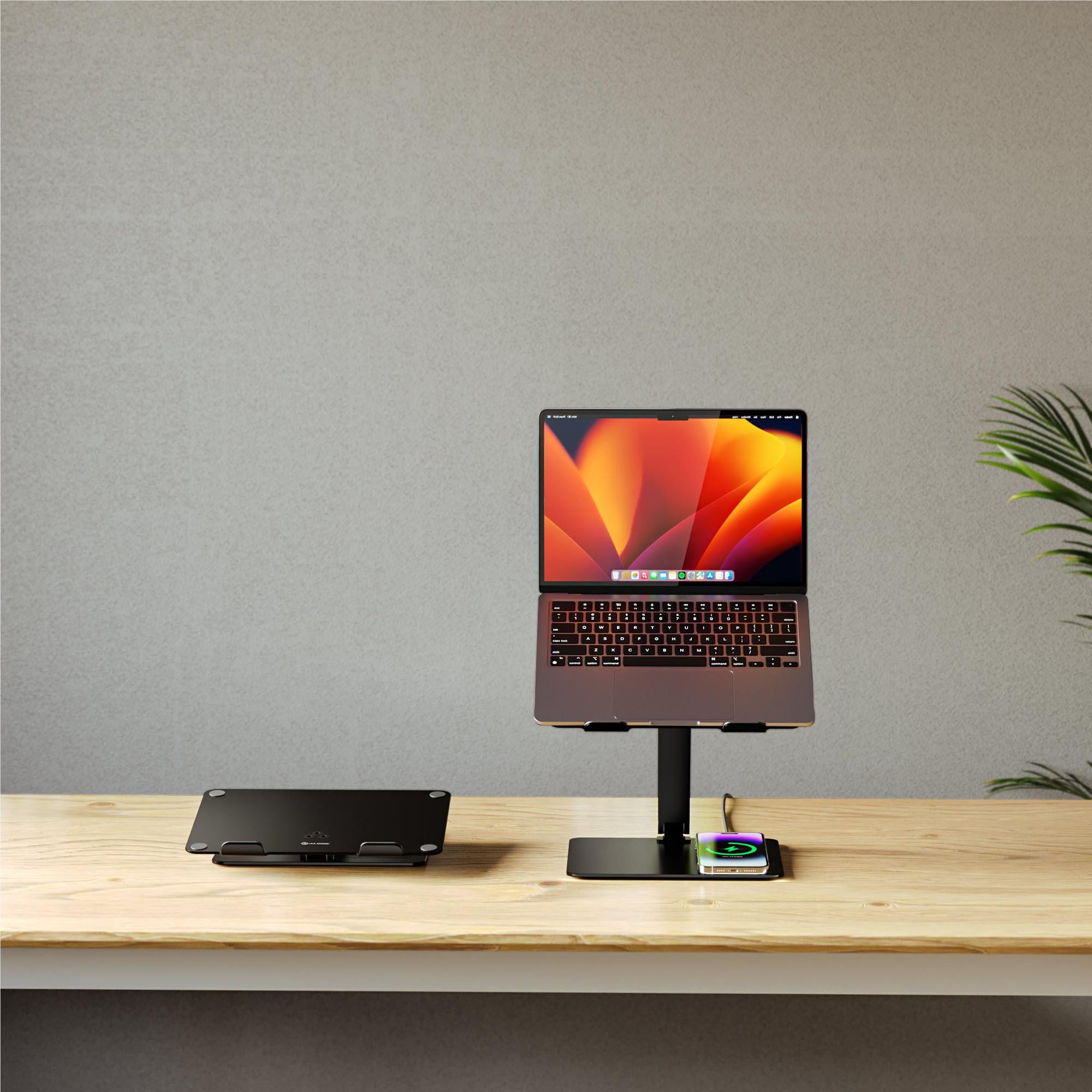 ALOGIC Elite Power Adjustable Laptop Stand with 15W Fast Wireless Charger - Ergonomic Computer Riser for Home Office & Workspace
