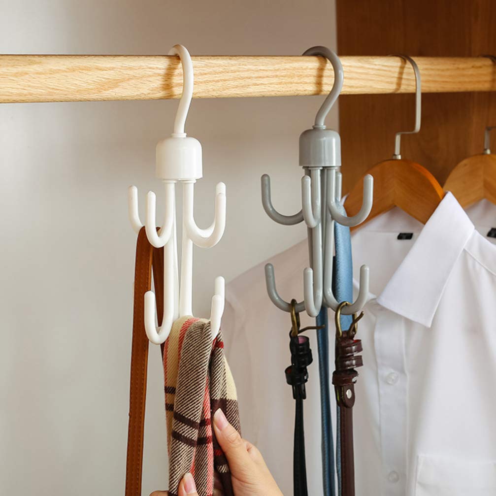 BESPORTBLE 2-Pack 360° Rotating Hanging Hooks - Multi-Purpose Scarf, Tie, Hat & Wardrobe Organizer - Space Saving 2-Tier Rotating Hook for Closet, Cupboard & Dorm Room Organization