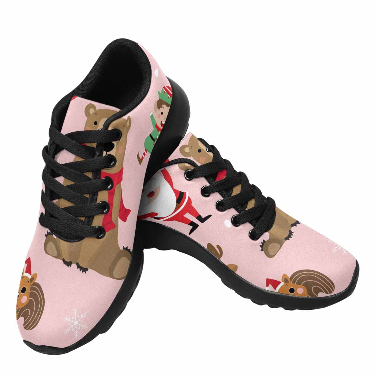 **InterestPrint Women's Running Shoes - Lightweight Breathable Athletic Tennis Sneakers with Cute Penguin & Santa Hat Design - Perfect for Jogging, Gym Workouts & Christmas Gifts**