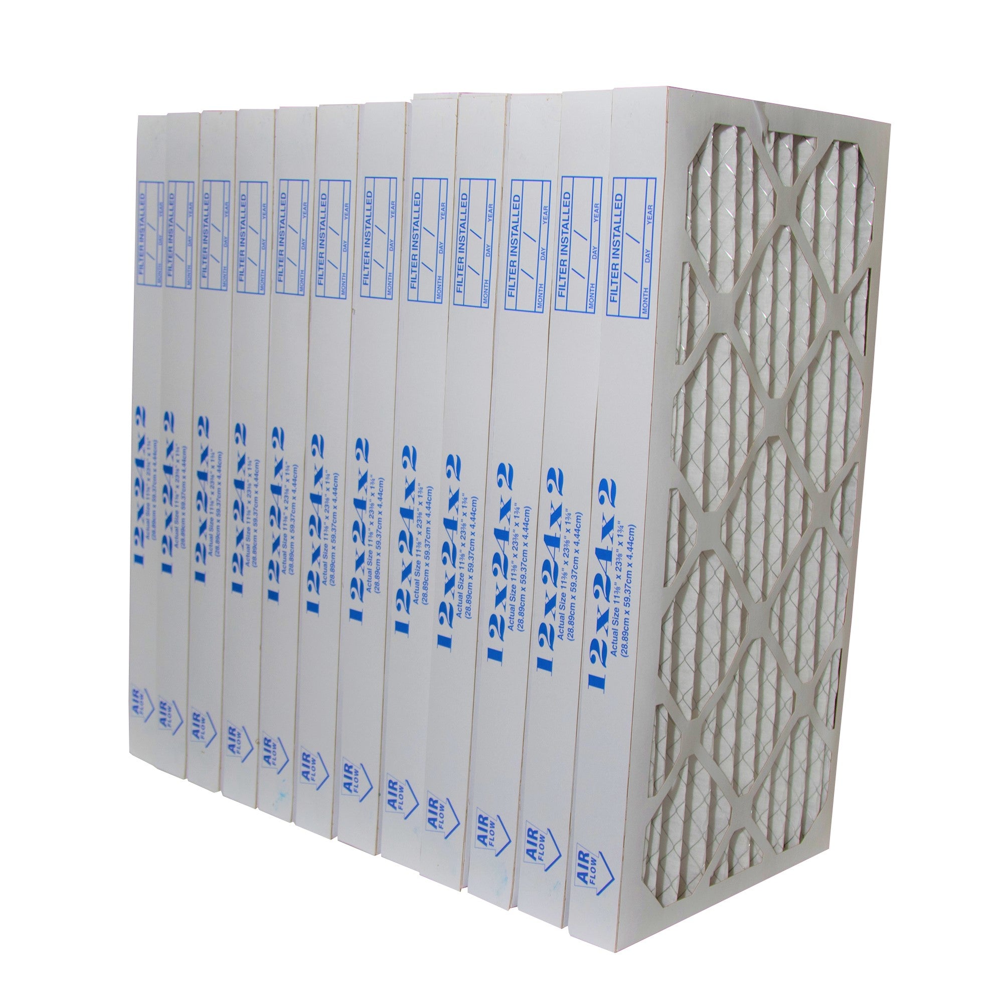 12x24x2 MERV 8 Pleated Air Filters - Case of 12 | AC Furnace HVAC Replacement Filters for Home & Office | Improves Indoor Air Quality & Reduces Allergens