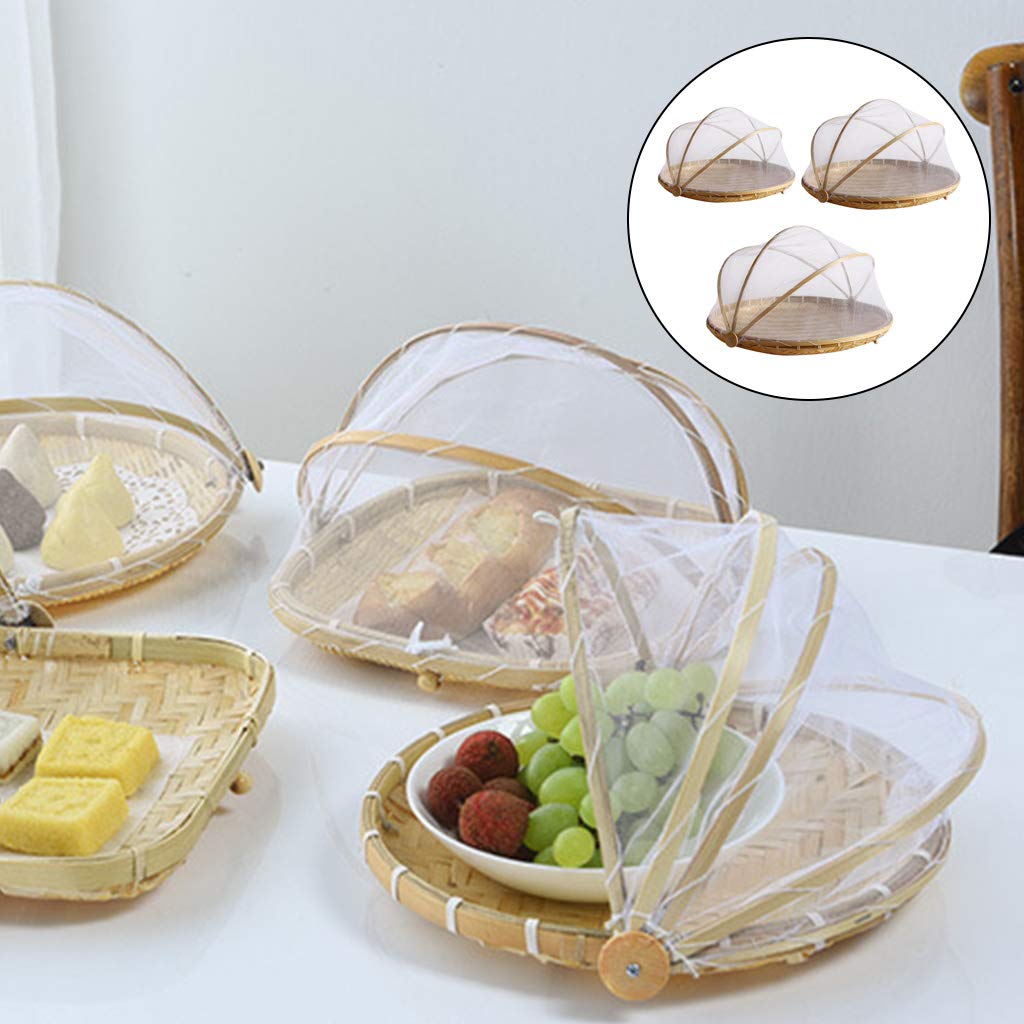 Handmade Bamboo Basket with Bug Net - Picnic & Food Storage