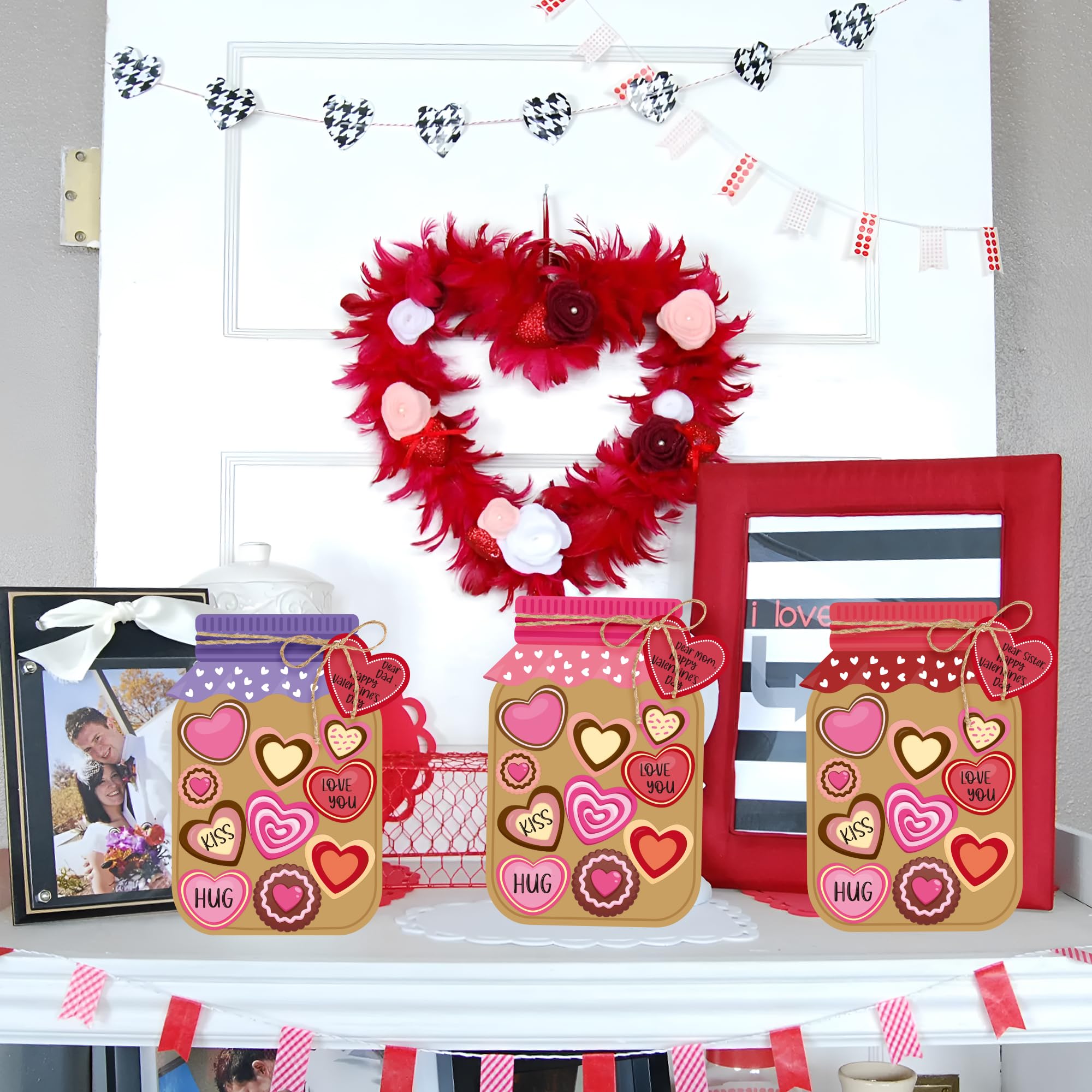 WATINC DIY Valentine's Day Candy Jar Craft Kit - 30PCS Heart-Shaped Candy Jar Making Supplies for Kids, Home, School & Classroom Activities | Perfect for Valentine Gifts, Party Decor & Creative Fun