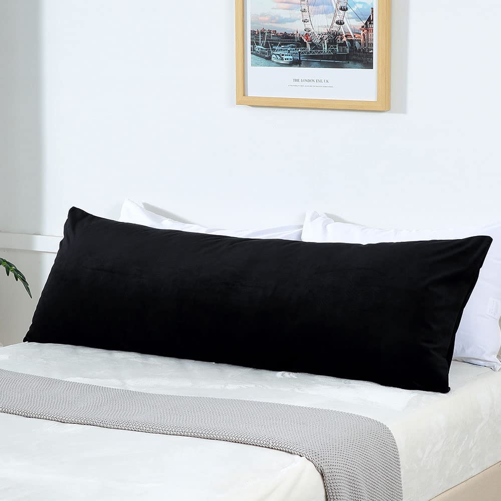 YANHOMY 20x54 Inch Black Body Pillow Cover - Soft Long Pillowcase with Hidden Zipper for Adults & Pregnancy Support - Perfect for Side Sleepers, Maternity Comfort & Home Decor