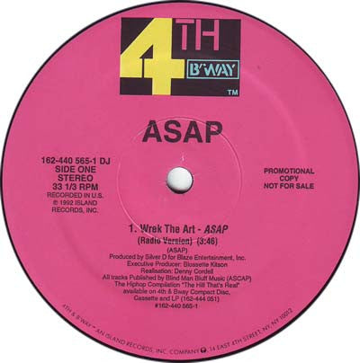ASAP (2) Wrek The Art (12, Promo) (VG+) - Limited Edition Vinyl Record for DJs & Music Collectors - Perfect for Parties, Gifts & Vintage Music Enthusiasts