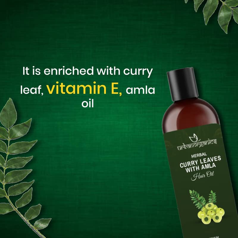 Urbanorganics Natural Curry Leaves & Amla Hair Oil - Non-Sticky, Non-Greasy Formula for Hair Growth & Scalp Care (100ml) | Perfect for Daily Hair Nourishment & Ayurvedic Treatment