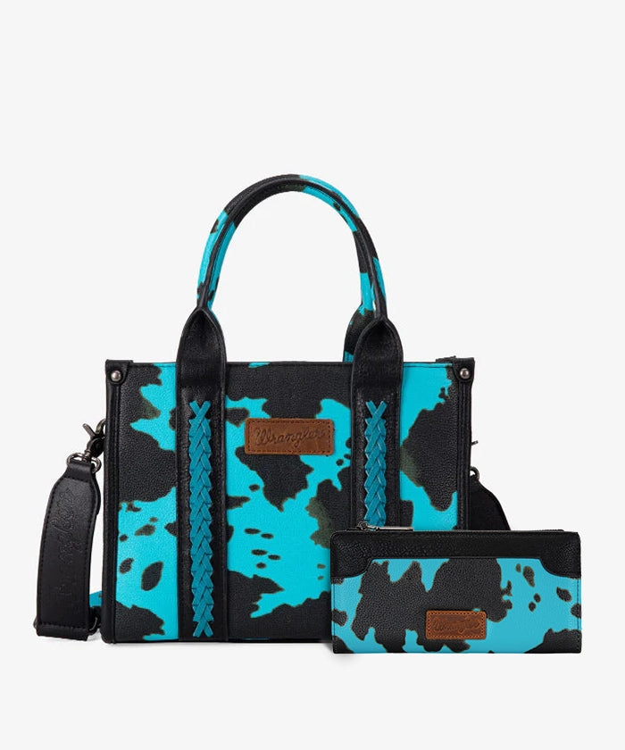 Wrangler Cow Print Concealed Carry Tote Bag Set for Women - Stylish & Spacious Handbag with Hidden Pocket for Everyday Use, Travel, and Shopping