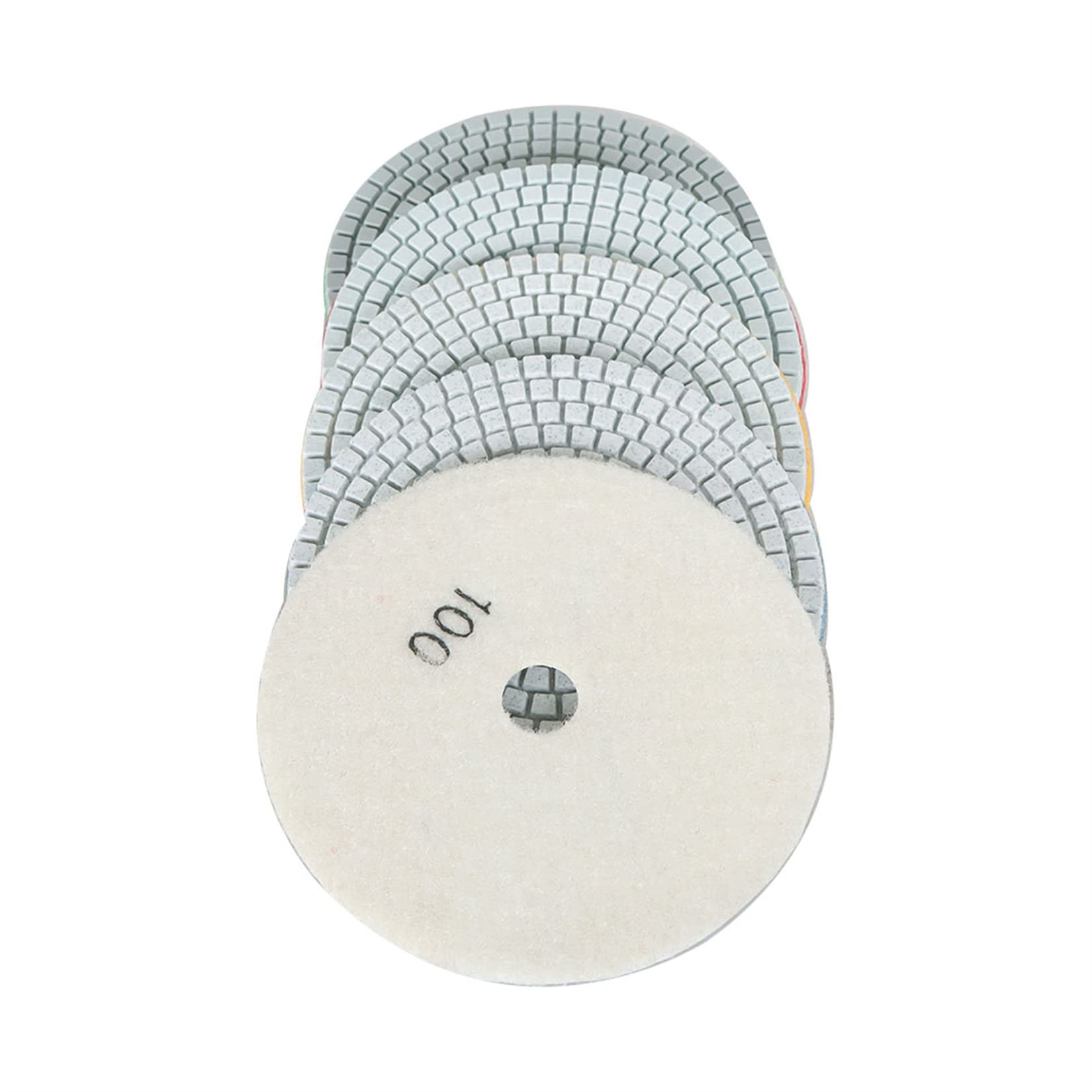 5 Inch Diamond Polishing Pads Kit - 6Pcs 50-800 Grit Wet/Dry Pads with 1 Backer Pad for Drill, Grinder, Polisher - Perfect for Granite, Marble, Concrete & Stone Surface Restoration