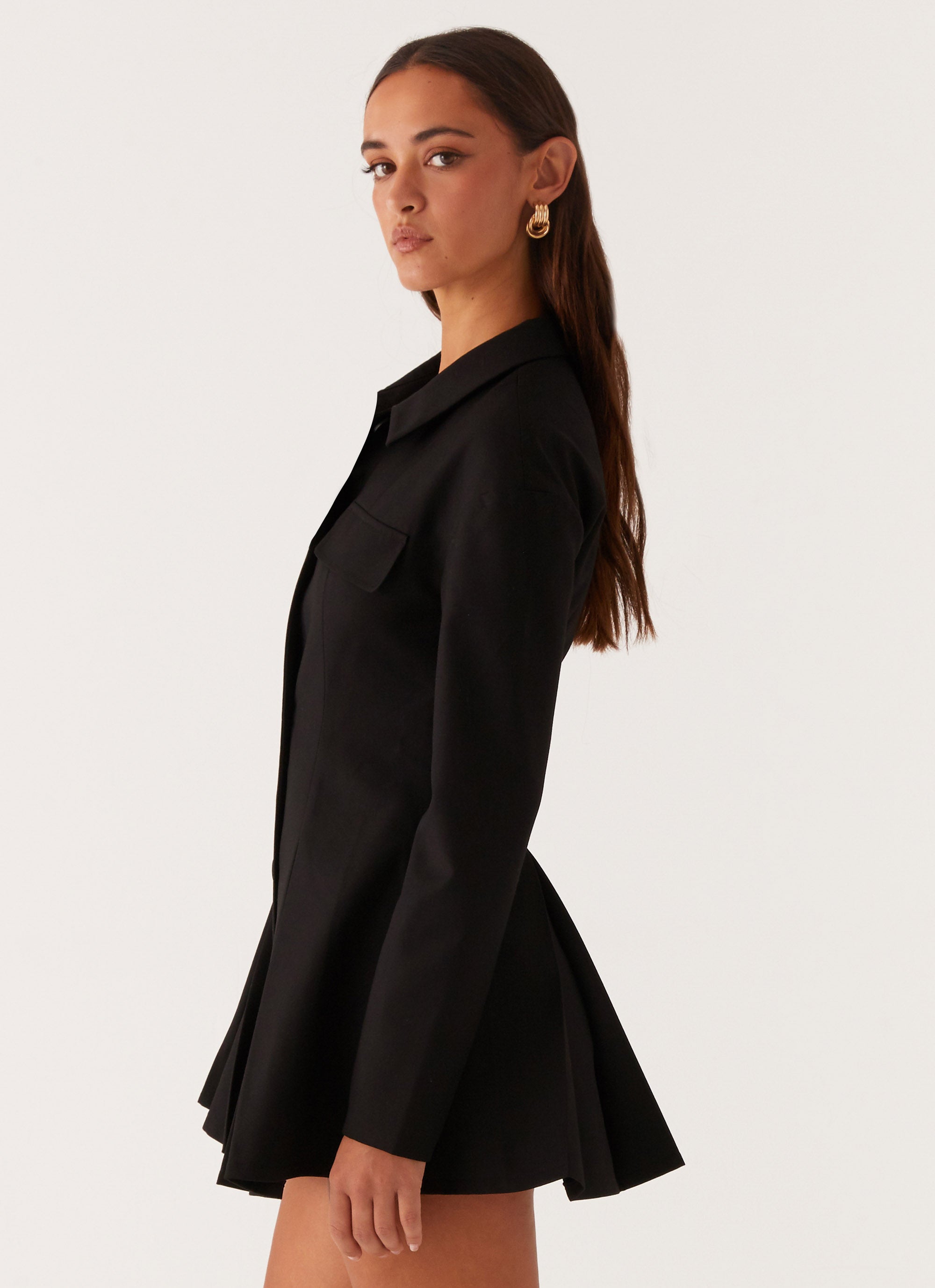 Emilia Collared Mini Dress - Elegant Black Party Dress for Women | Perfect for Cocktail Parties, Date Nights & Special Occasions