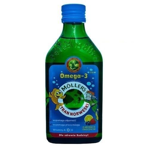 Moller's Norwegian Cod Liver Oil 3x250ml - Natural Omega 3 Supplement with Fruit Flavor for Heart, Brain & Joint Health - Perfect for Daily Wellness & Immune Support