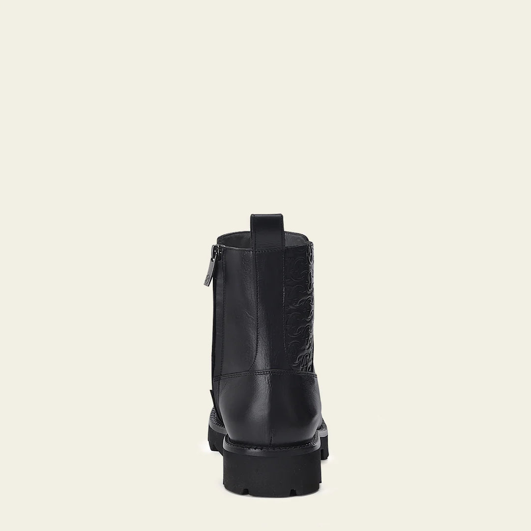 G97MTTS Men's Vintage Fashion Stingray Ankle Booties - Black Casual Leather Boots for Everyday Wear & Outdoor Style