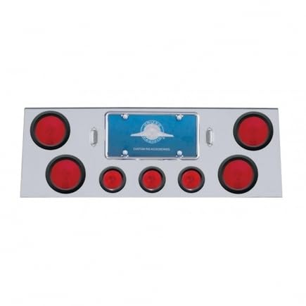 United Pacific 21612 Stainless Steel Rear Center Tail Light Panel with Four 4