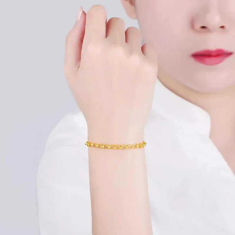 24K Pure Gold Bracelet - 999 Solid Real Gold Bangle for Women, Elegant & Romantic Jewelry Gift for Anniversary, Valentine's Day, Birthday | Trendy & Classic Design | 2023 New Collection