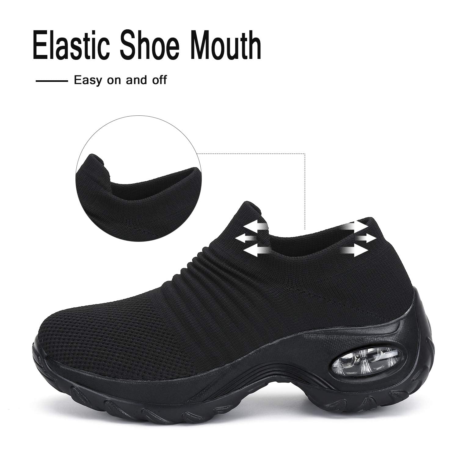 Women's Comfortable Slip-On Walking Shoes - Breathable Mesh Sneakers with Air Cushion & Wedge Platform - Perfect for Casual Wear, Travel & Everyday Comfort