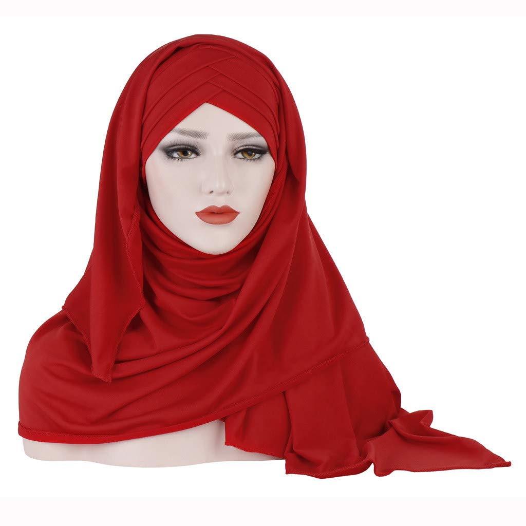 Women's Muslim Hijab Scarf - Solid Color Long Headscarf, Full Coverage Turban Cap, Soft Milk Silk Fabric for Modest Fashion | Perfect for Daily Wear, Prayer, and Special Occasions