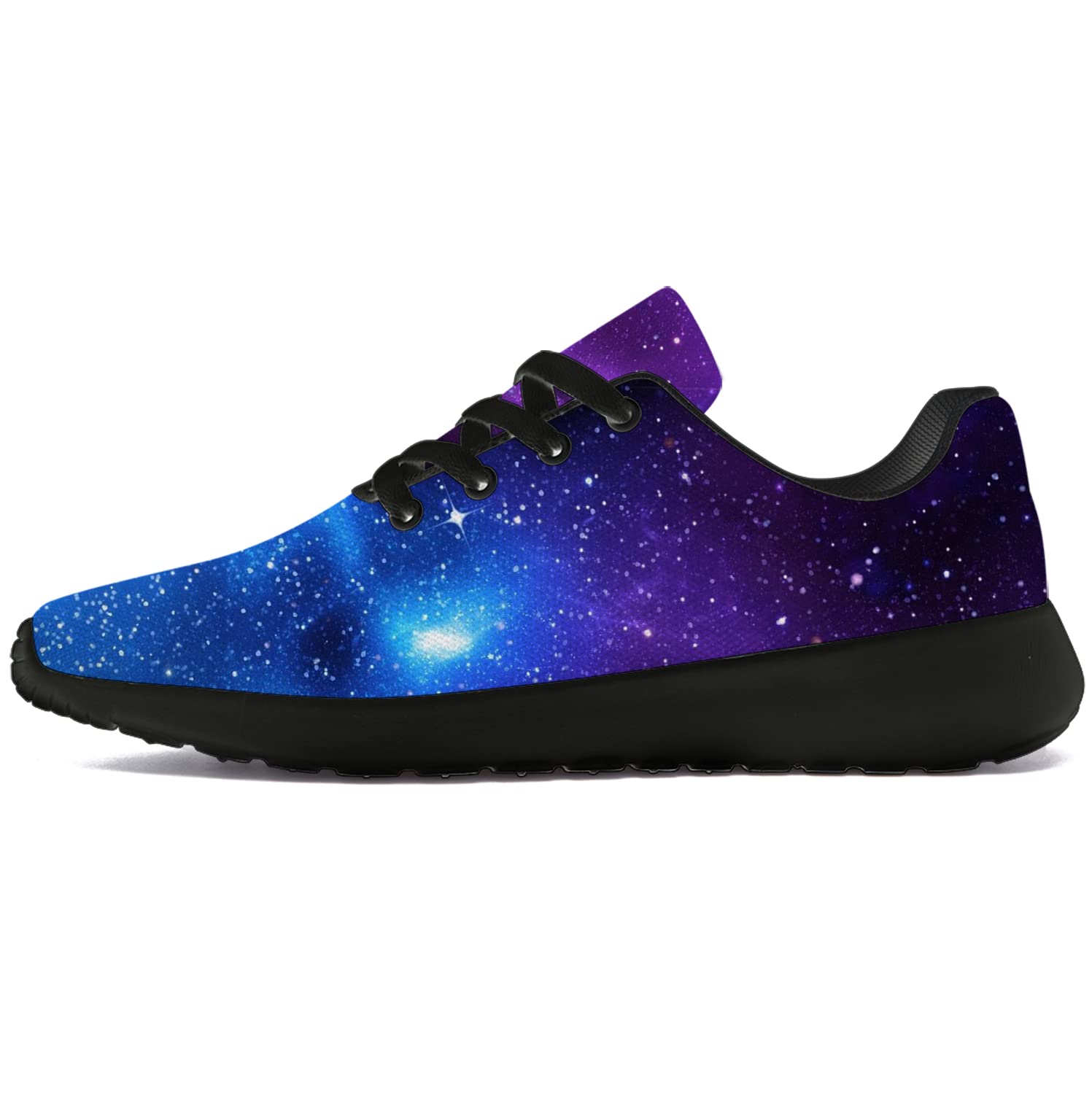 **Galaxy Print Running Shoes for Women & Men - Lightweight Walking & Tennis Sneakers in Blue, Purple, Black | Universe-Themed Athletic Shoes for Gym, Jogging, Casual Wear - Size 6 Men / 8 Women**