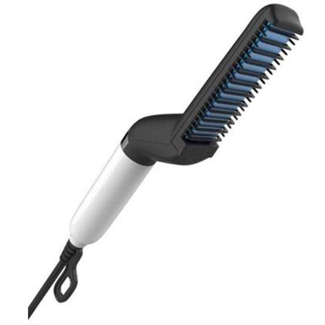 Nillion Professional Multifunctional Hair Straightening Comb & Curler for Men & Women - 2-in-1 Styling Tool for Curly, Wavy, or Straight Hair with Beard Straightener Attachment (White) - Perfect for Home Use, Travel, Salon Styling & Daily Grooming