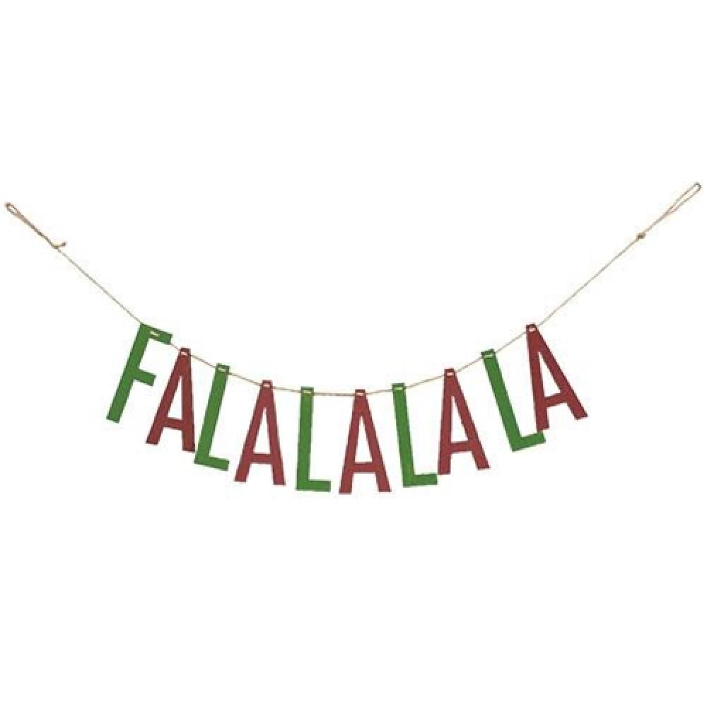 Fa La La Wooden Garland - Rustic Christmas Holiday Decor for Fireplace Mantel, Staircase, and Festive Home Décor