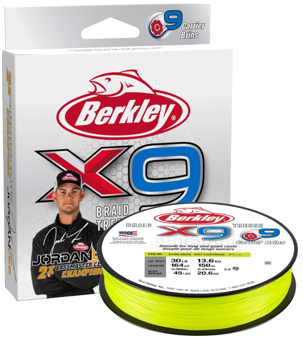 Berkley Jordan Lee x9 Superline Braided Fishing Line - High Strength, Low Stretch for Freshwater & Saltwater Fishing