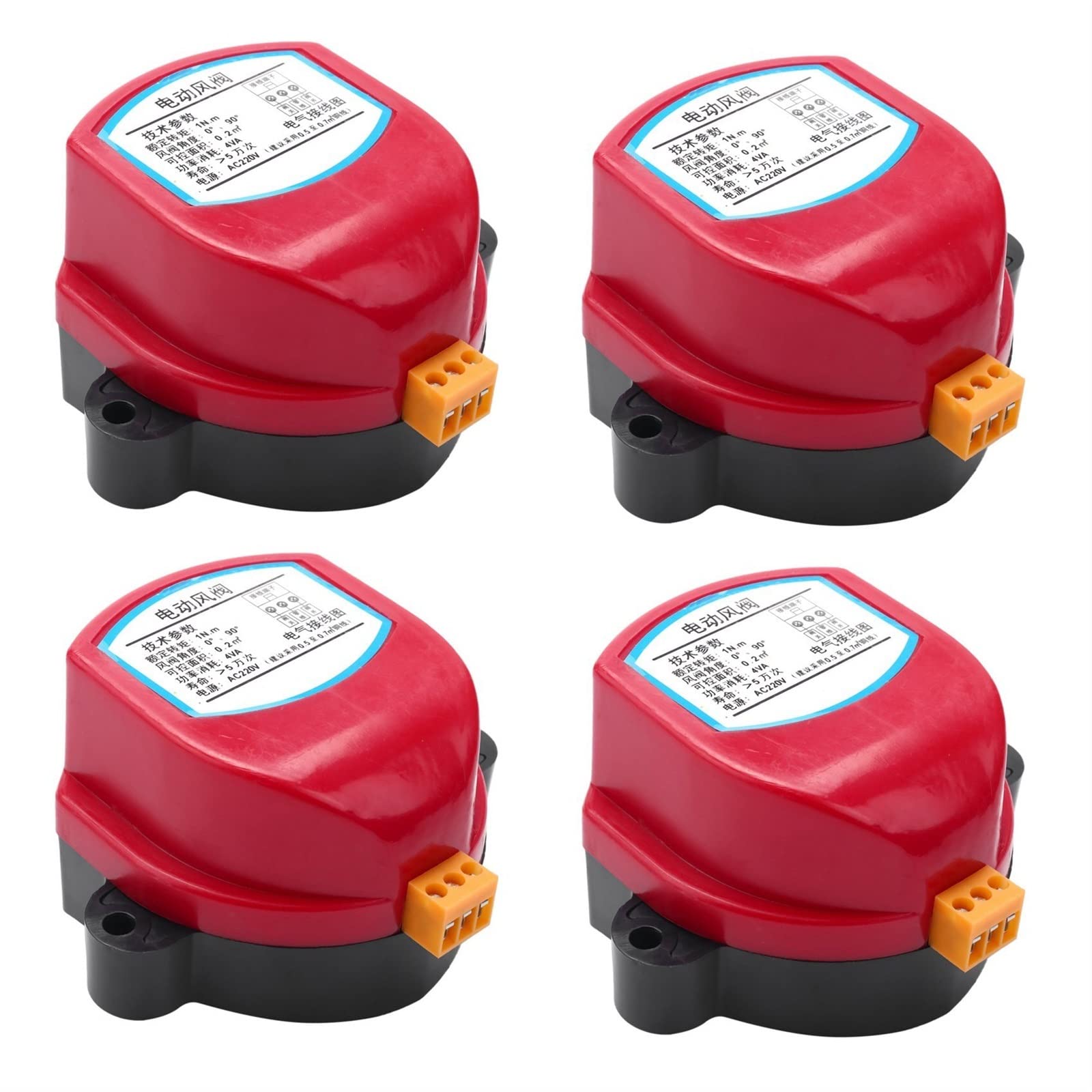 4X 220V Electric Actuator for Air Damper Valve - 1NM Motorized Duct Damper Wind Valve Driver for Ventilation Pipe - Perfect for HVAC Systems, Industrial Ventilation & Airflow Control