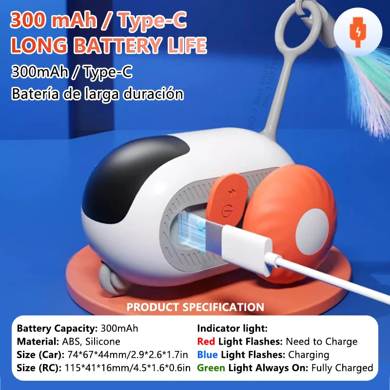 Automatic Rolling Smart Cat Toy Car with Remote Control - Interactive Pet Toy for Indoor Play, Exercise & Entertainment - Perfect for Kittens & Adult Cats