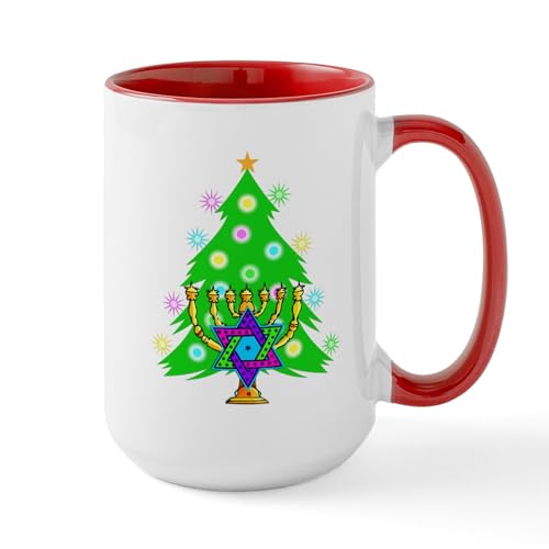 White/Red Inside - Christmas And Hanukkah Interfaith Large Mug