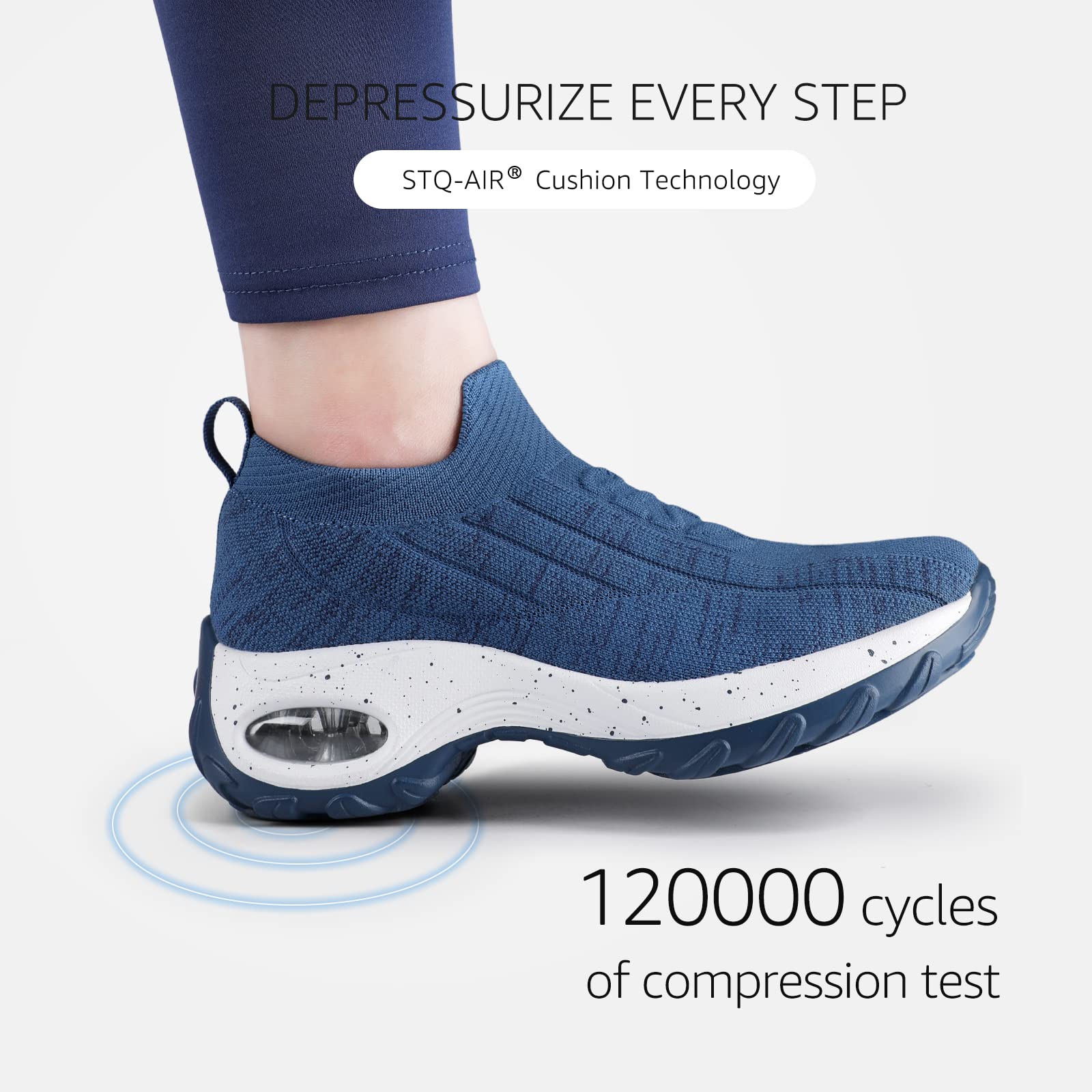 STQ Women's Slip-On Breathable Mesh Walking Shoes - Comfortable Fashion Sneakers with Wedge Platform for Casual Wear, Work & Travel