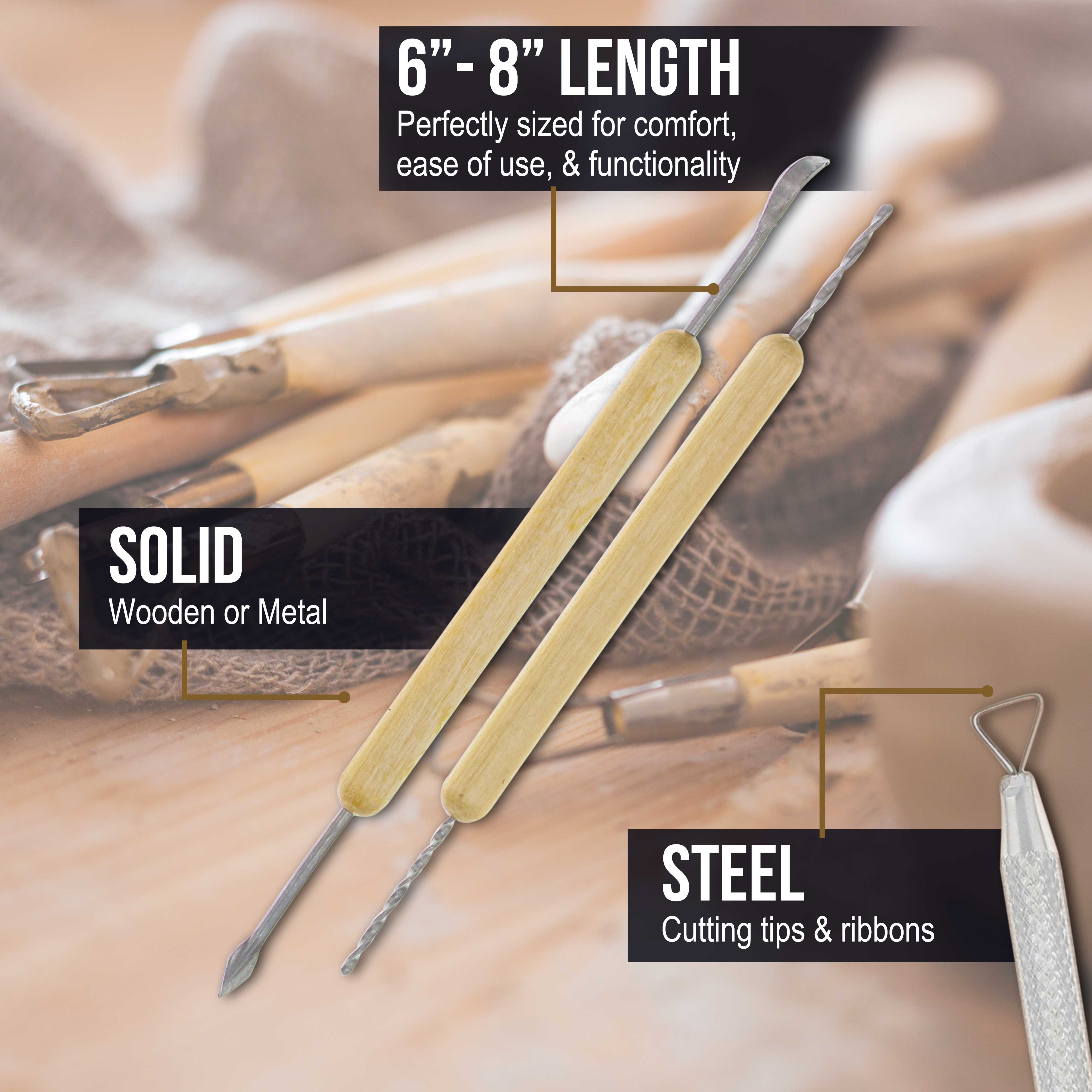 14-Piece Pottery & Clay Tools Set with Canvas Case - Essential Sculpting & Ceramics Kit for Artists, Hobbyists & Students - Perfect for Pottery Making, Clay Modeling & Easy Storage
