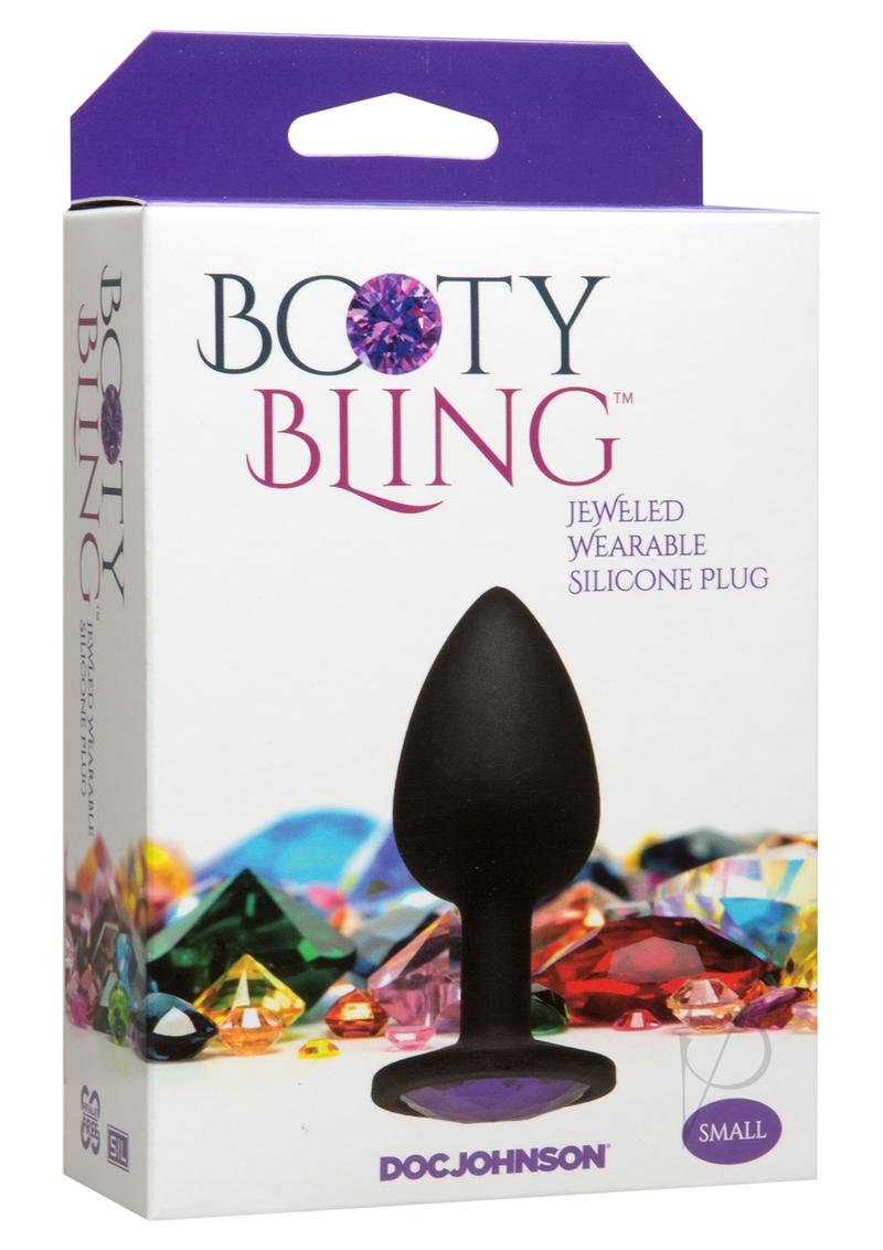 Booty Bling Jeweled Silicone Anal Plug - Small Purple Size - Discreet & Comfortable Adult Toy for Couples Play, Bachelorette Parties & Sensual Exploration