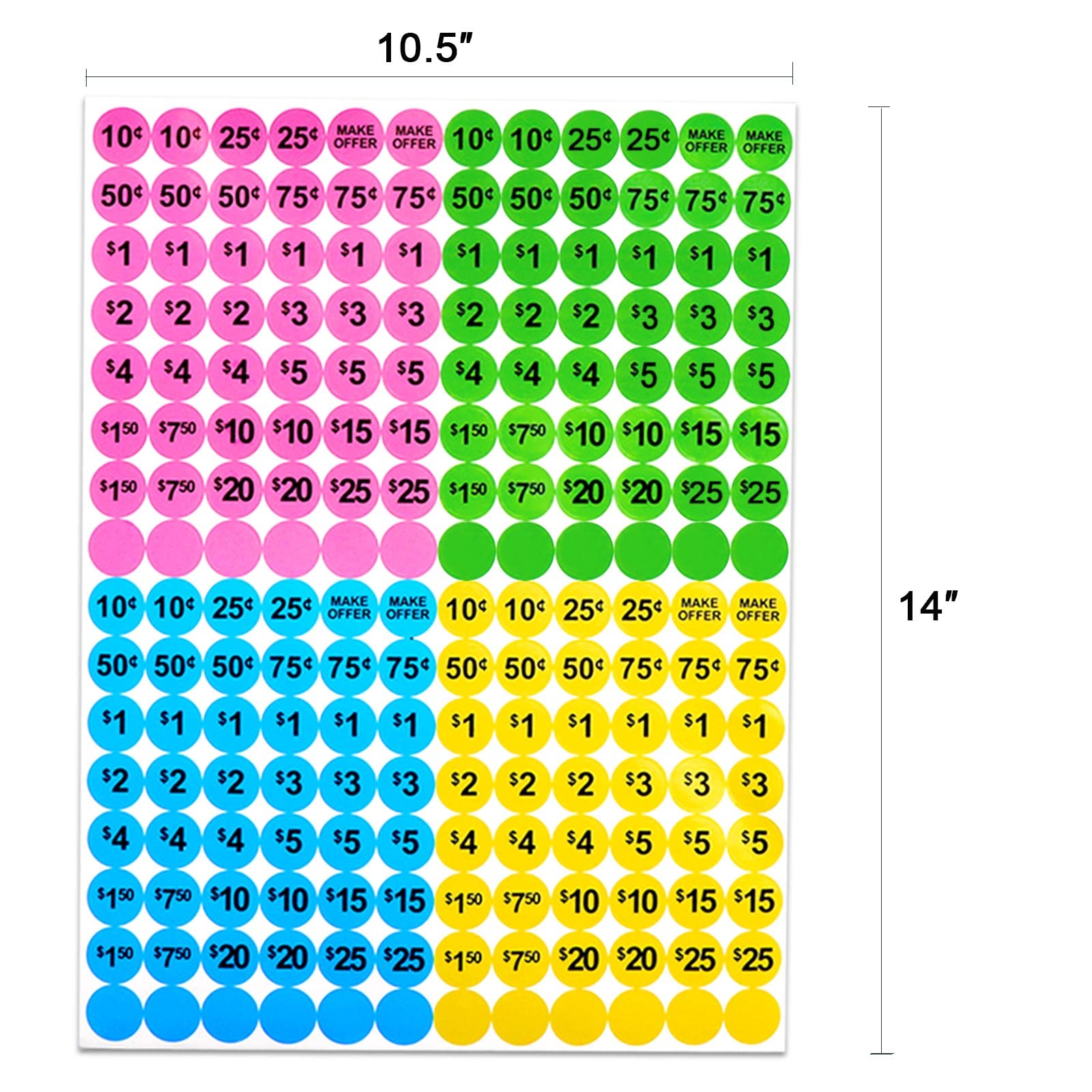 Dreecy 3840 PCS Pre-Priced Stickers - Neon Colors for Yard Sales & Retail