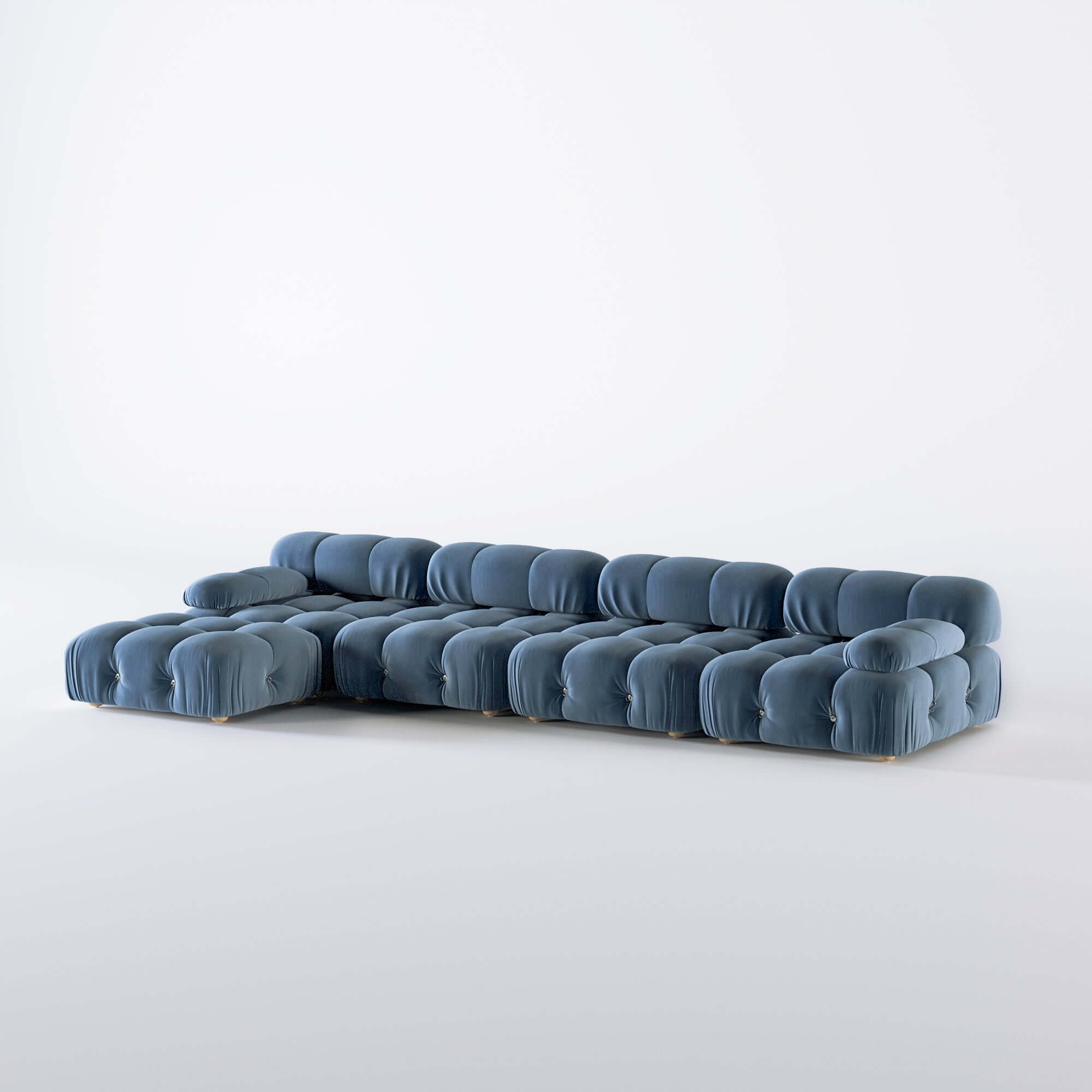 Luxury Velvet 4-Seater Sectional Sofa with Chaise Lounge - Modern Living Room Furniture for Home Theater & Family Gatherings
