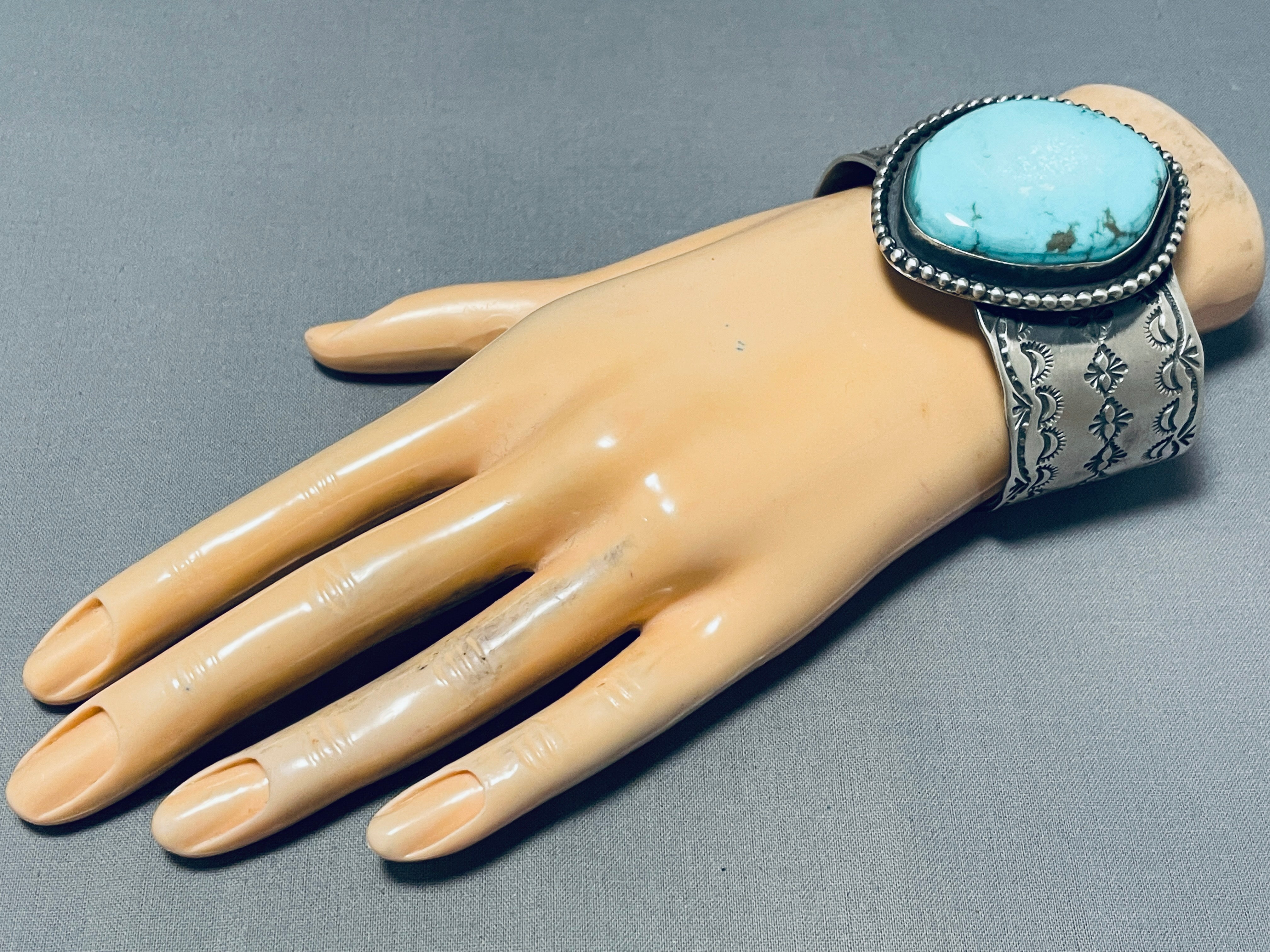 Authentic Navajo Turquoise Sterling Silver Bracelet - 102g Heavy Weight Handmade Native American Jewelry for Women, Gift & Boho Fashion Accessory