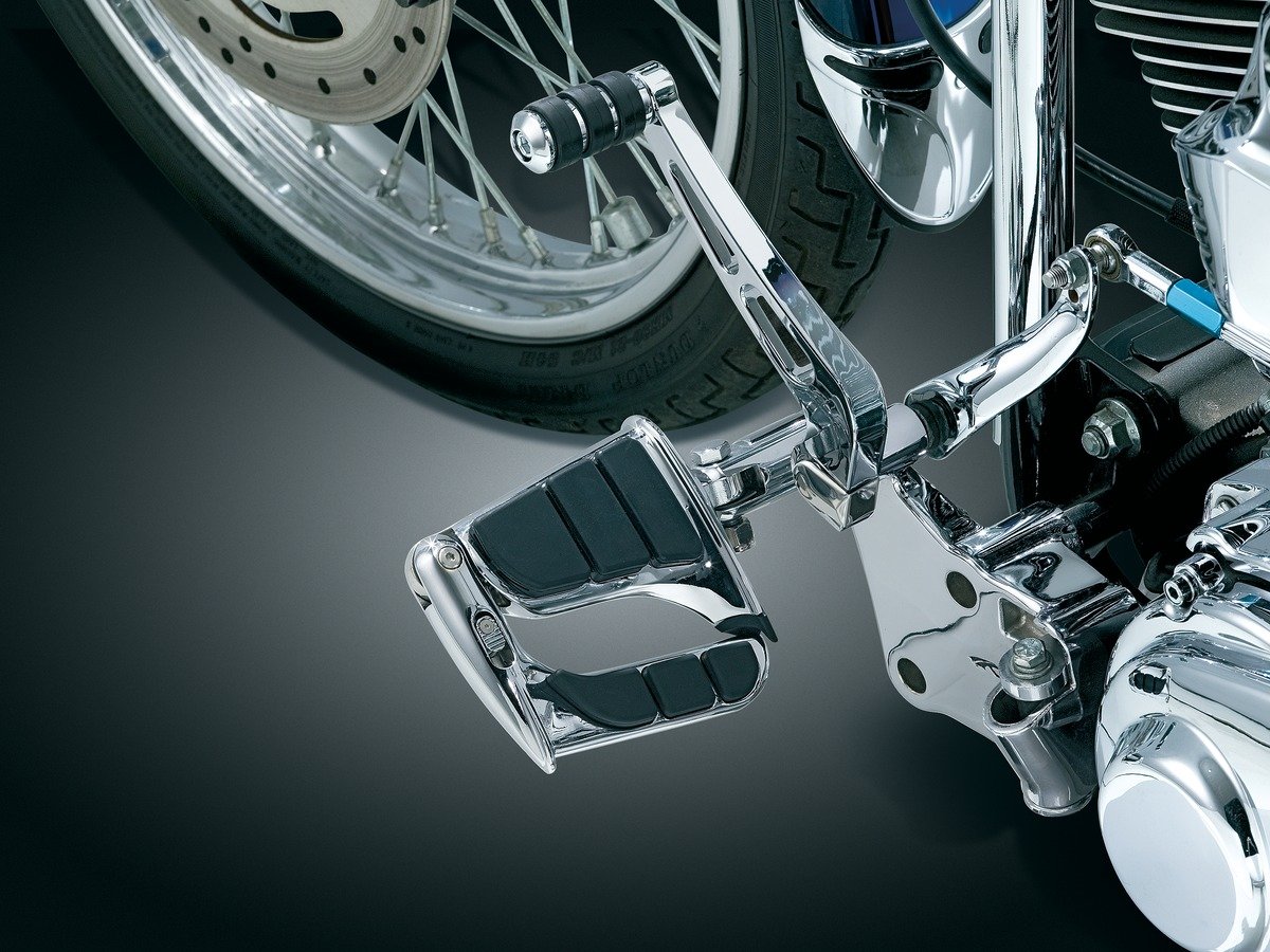 Kuryakyn 4466 SwingWing Cruise Footpegs for Harley-Davidson (2010-2019) - Chrome Motorcycle Footpegs with Male Mount Adapters - 1 Pair - Perfect for Long Rides & Highway Cruising