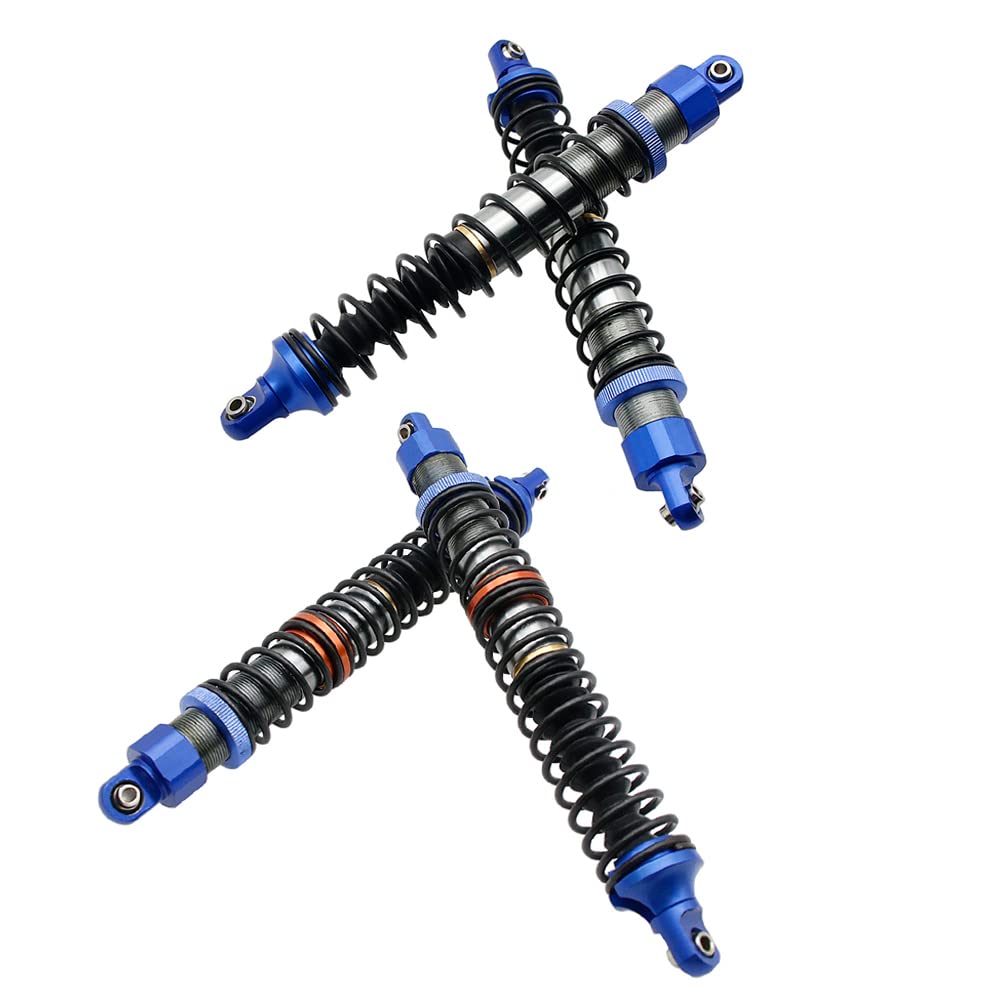 Aluminum Front & Rear Oil Shocks Kit - Blue Oil Filled Shocks for 1/5 Scale HPI Baja 5B SS 5T 5SC RC Cars - Upgrade Parts for Off-Road Racing & Bashing