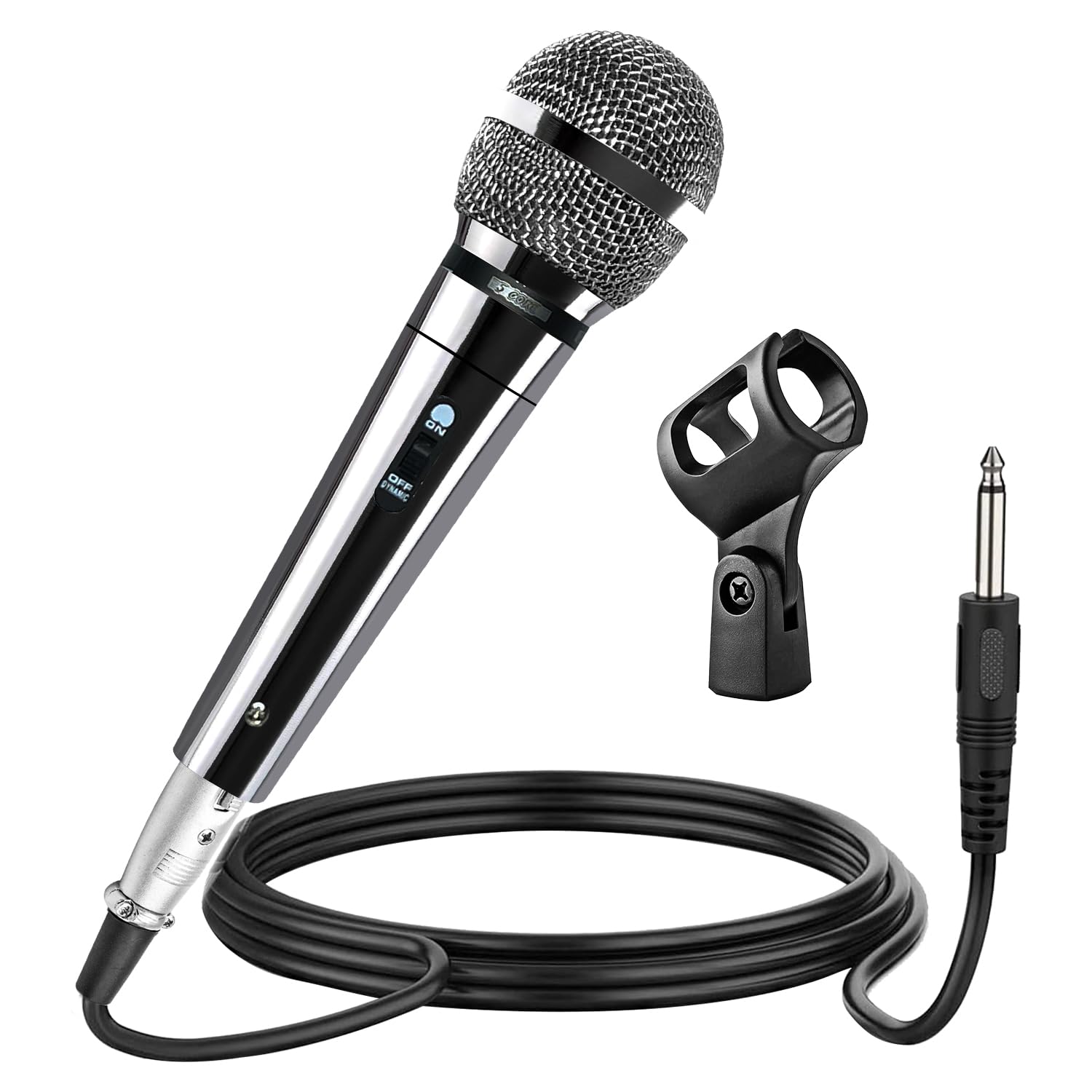 5 CORE Dynamic Handheld Microphone - Cardioid Unidirectional Mic with On/Off Switch & XLR Cable for Singing, Karaoke, Live Performances, Podcasting, and Studio Recording - PM 111 CH