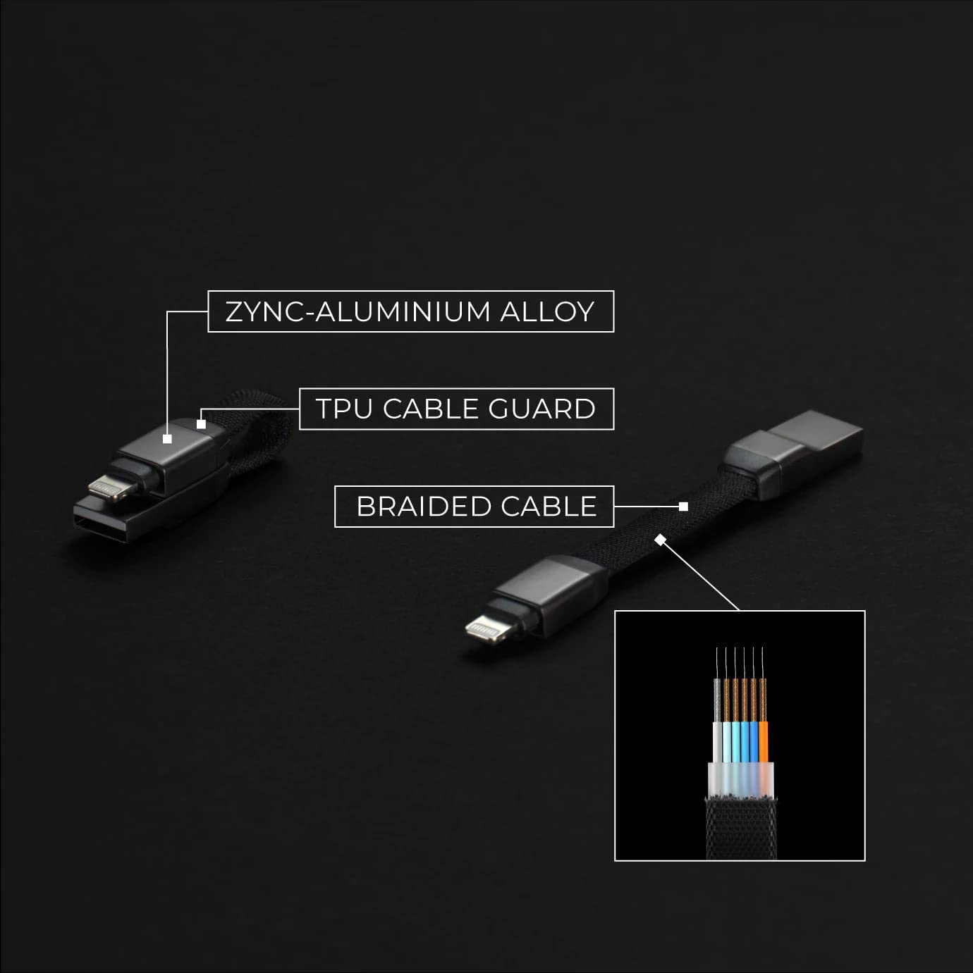 MFi Certified Mini USB to Lightning Cable - 3 Inch Short Charging & Sync Cable for iPhone, Keychain Portable Design - Perfect for Travel, Car, Office & On-the-Go Charging